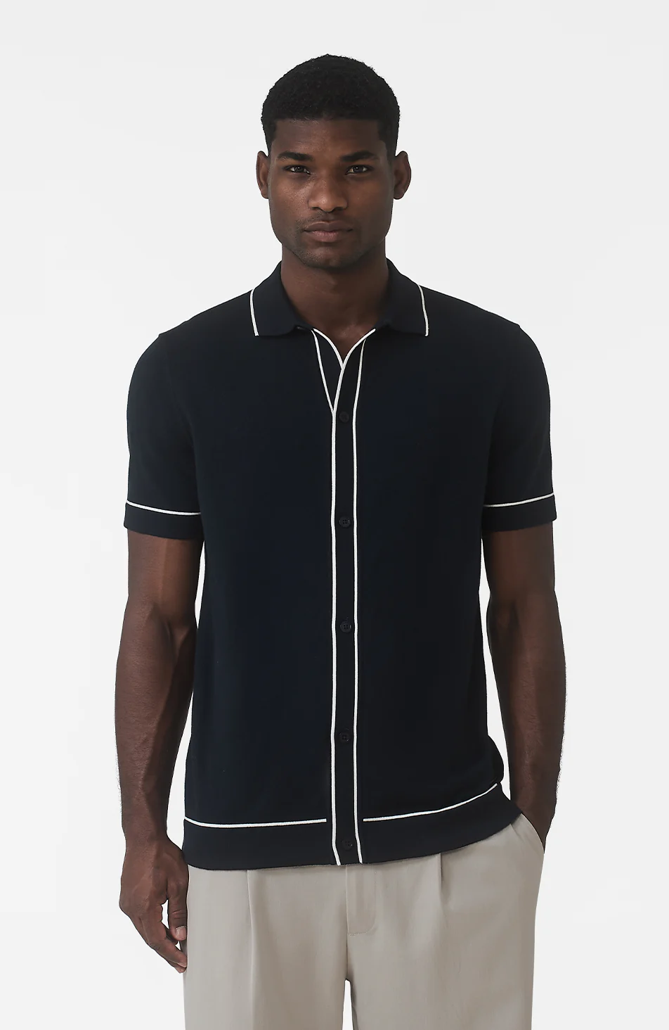 Luciano Knit Shirt in Navy - Image 3