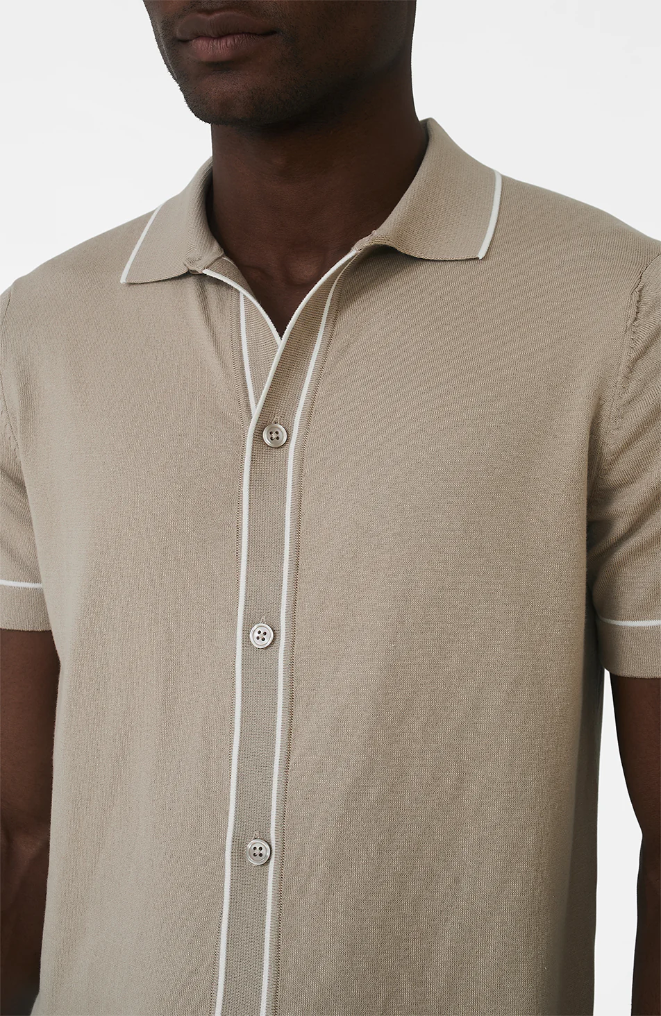 Luciano Slim Knit Shirt in Beige - Image 6