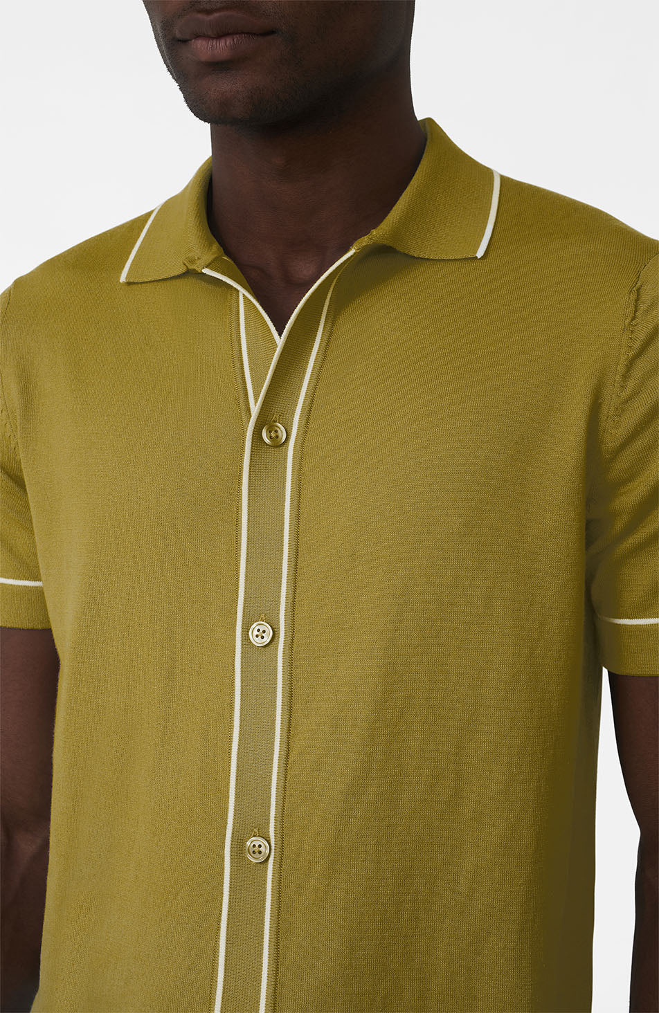 Luciano Slim Knit Shirt in Olive - Image 5