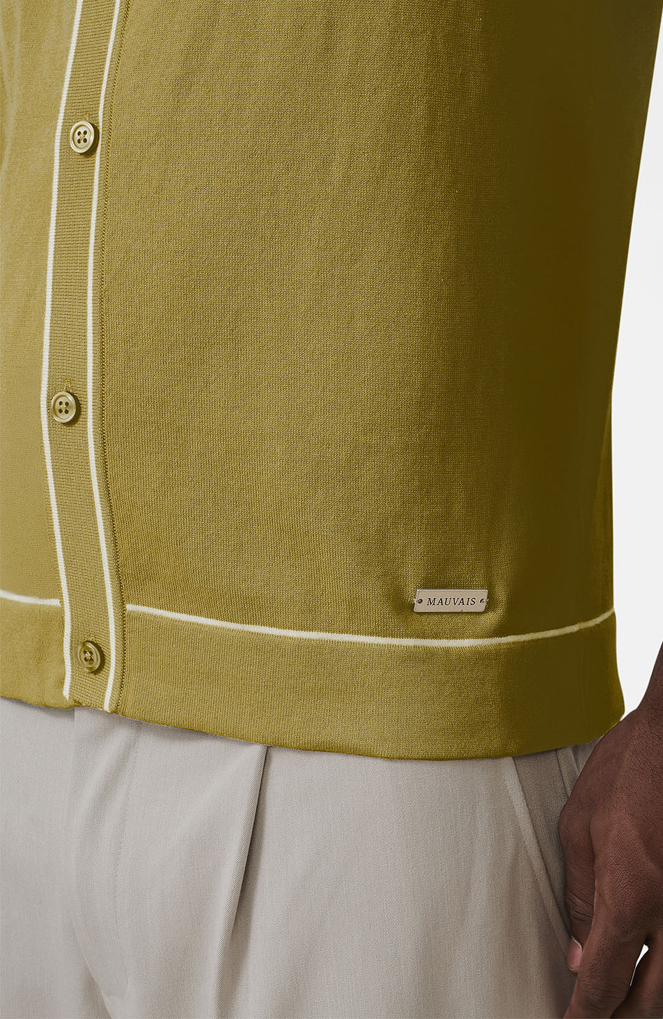 Luciano Slim Knit Shirt in Olive - Image 6