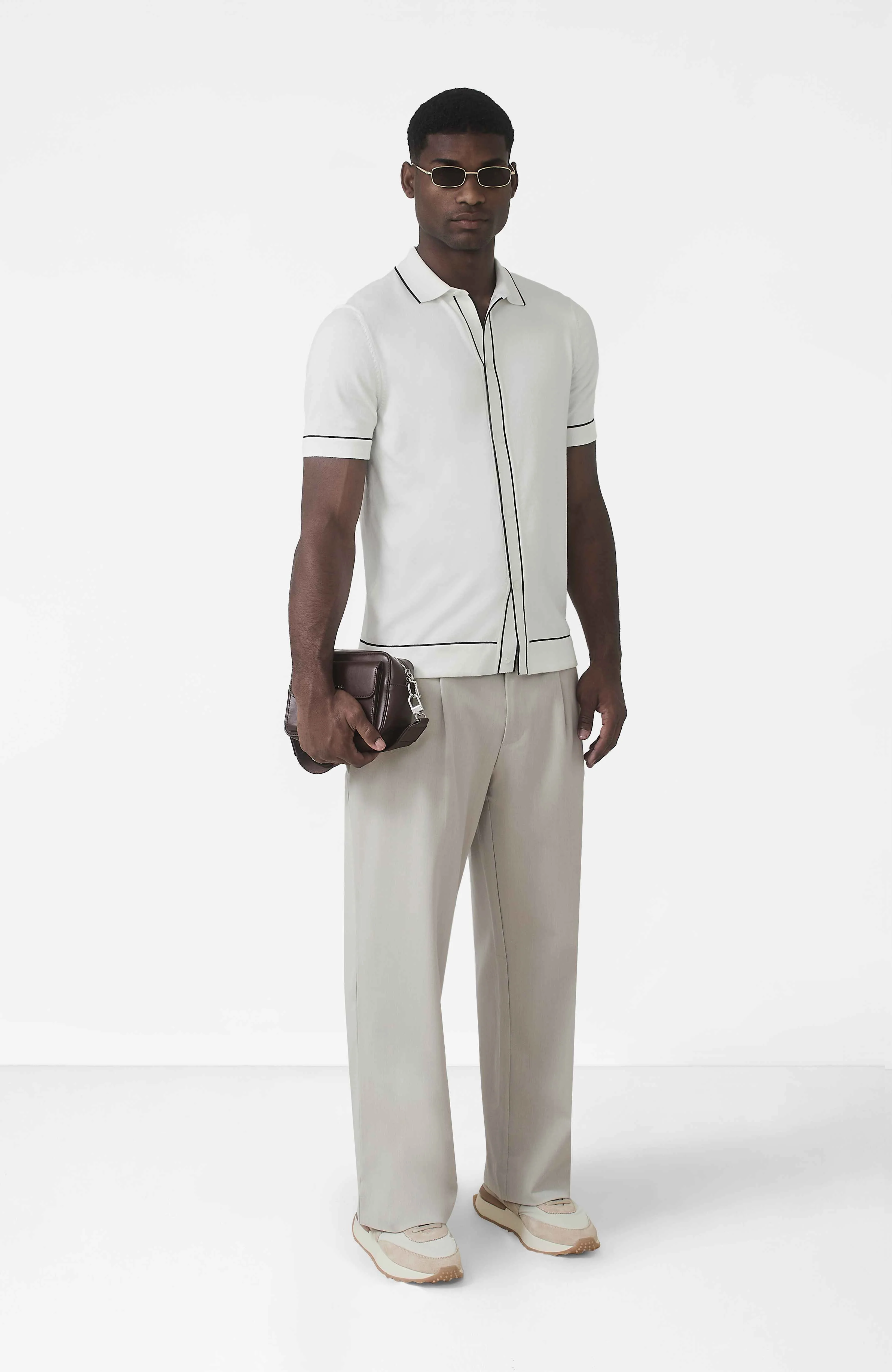 Luciano Slim Knit Shirt in White - Image 3