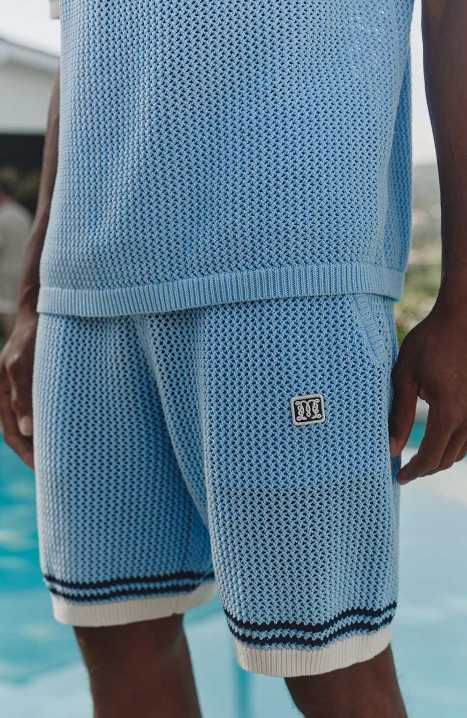 Malibu Cotton Crochet Shorts in Blue - Image 2