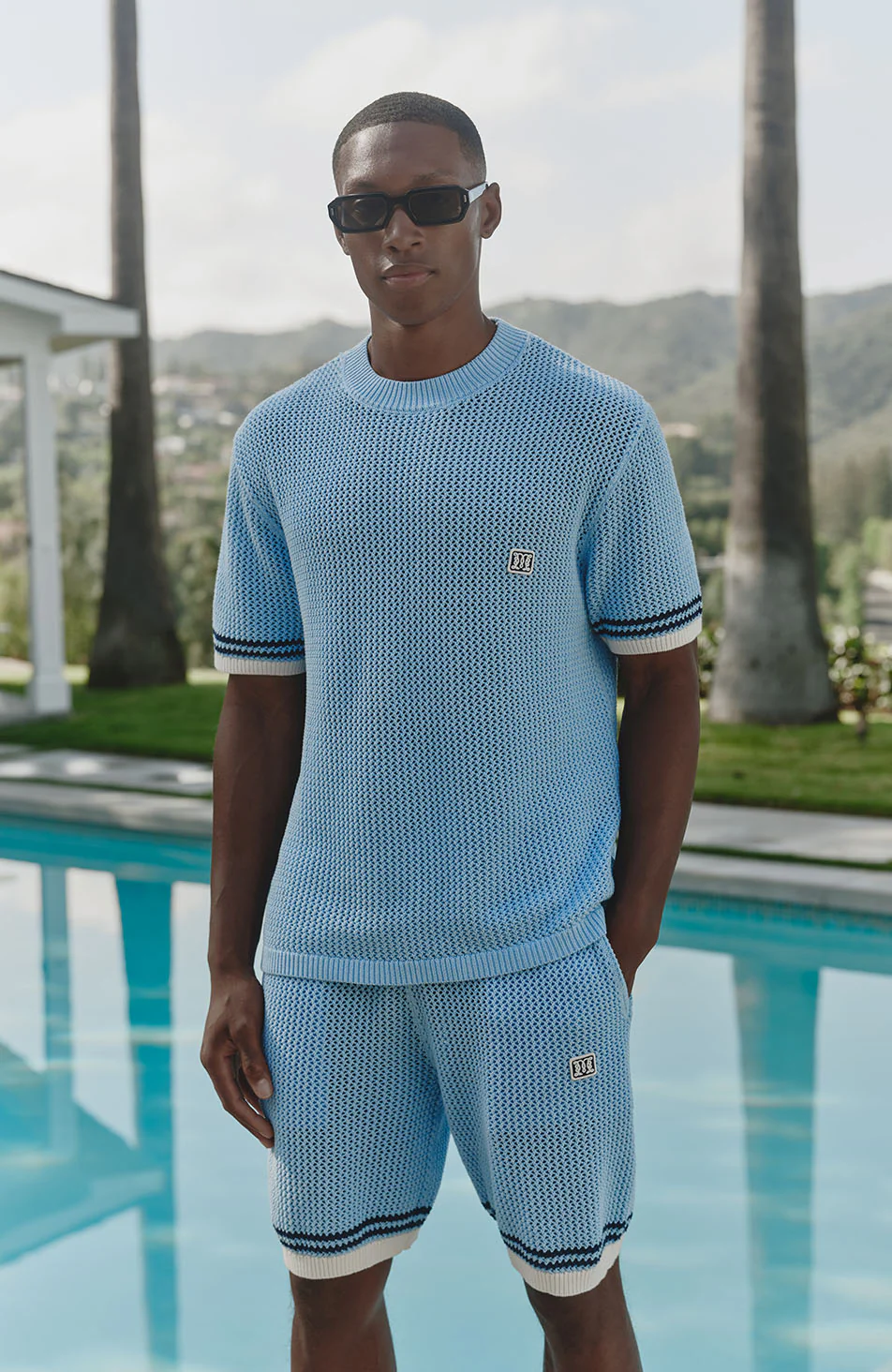 Malibu Cotton Crochet Shorts in Blue - Image 3