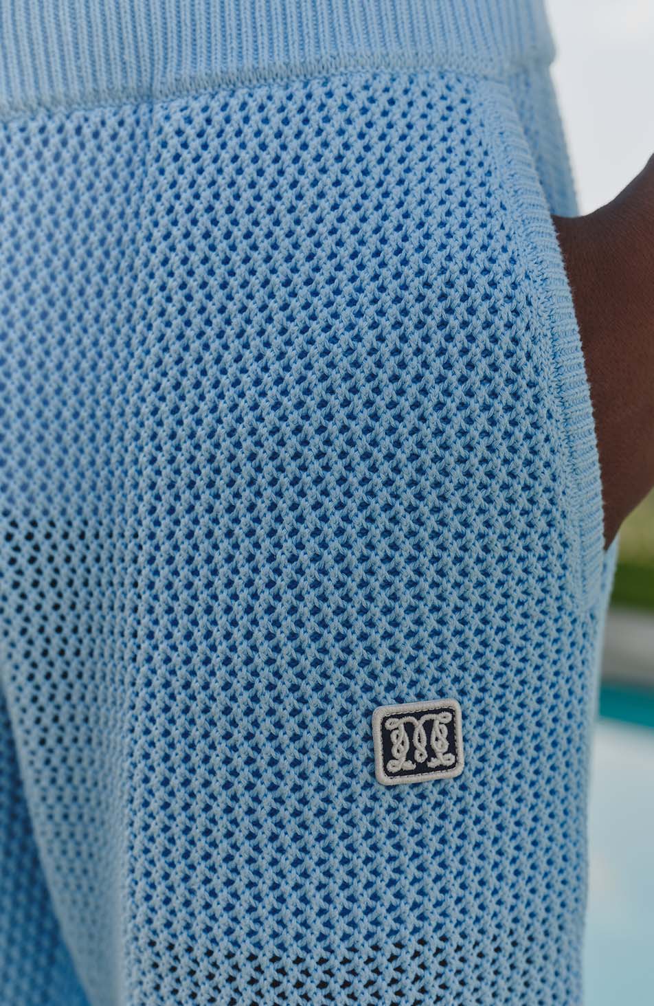 Malibu Cotton Crochet Shorts in Blue - Image 4