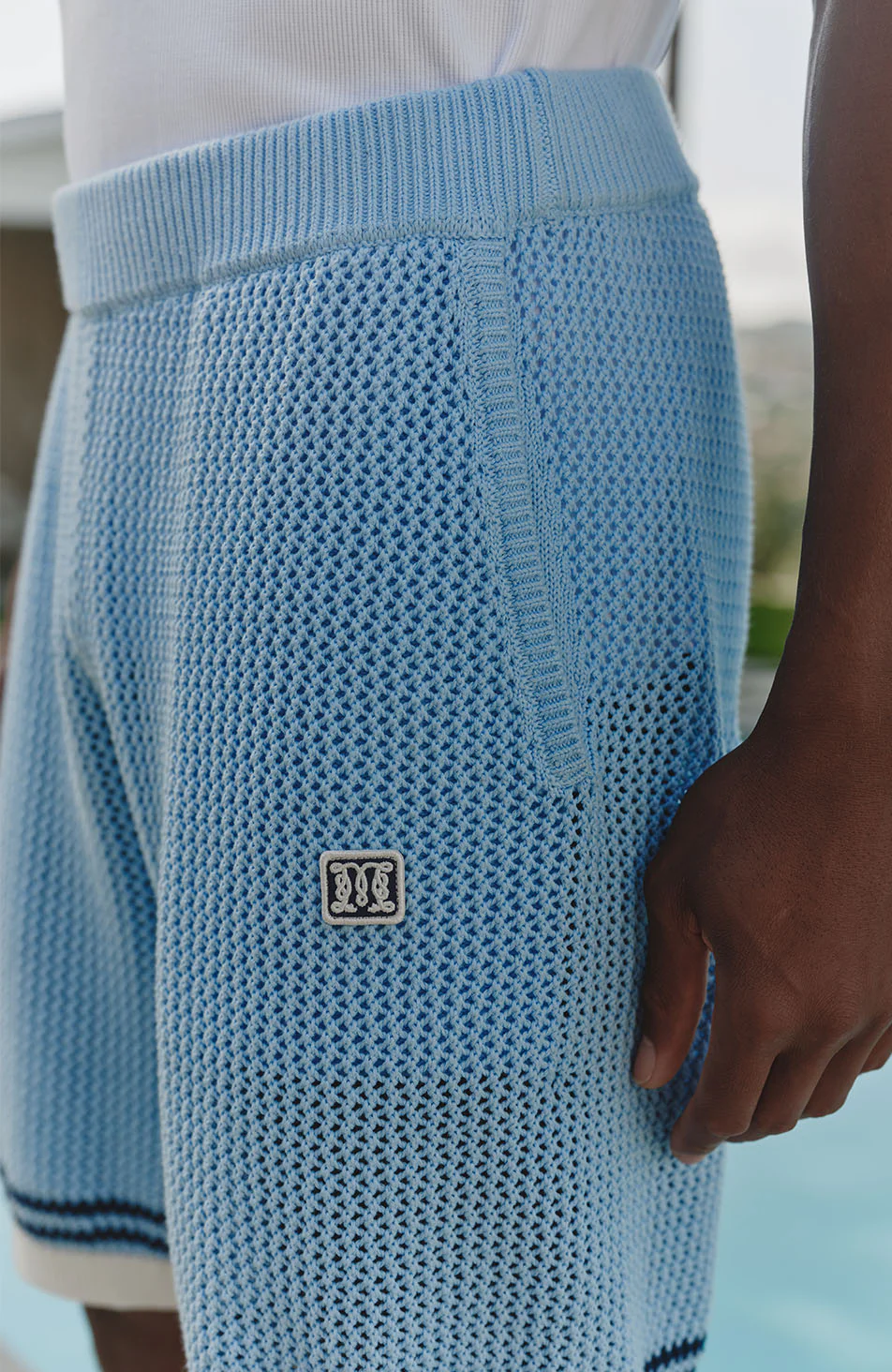 Malibu Cotton Crochet Shorts in Blue - Image 7