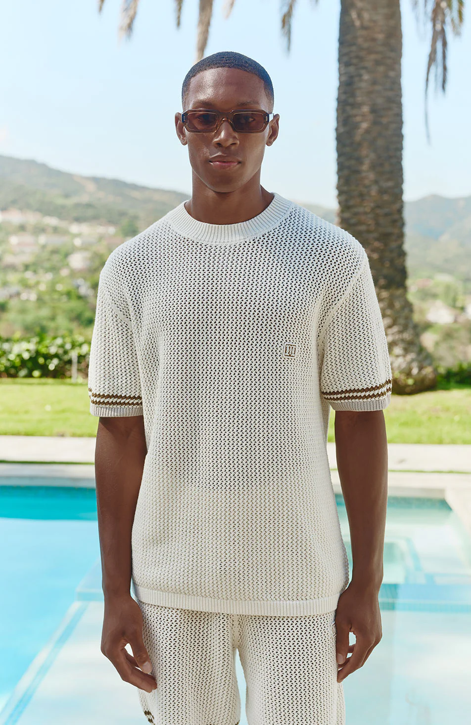 Malibu Cotton Short Sleeve Crochet T-shirt in White - Image 3