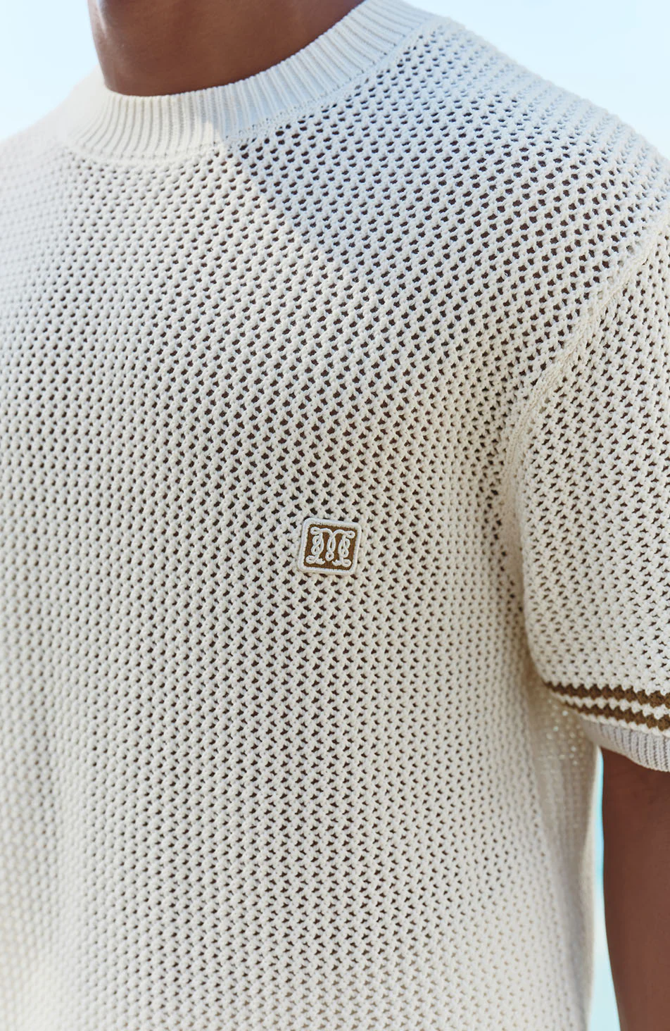 Malibu Cotton Short Sleeve Crochet T-shirt in White - Image 4