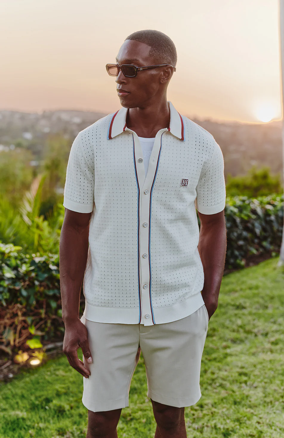 Marmont Pointelle Knitted Short Sleeve Shirt in White - Image 4