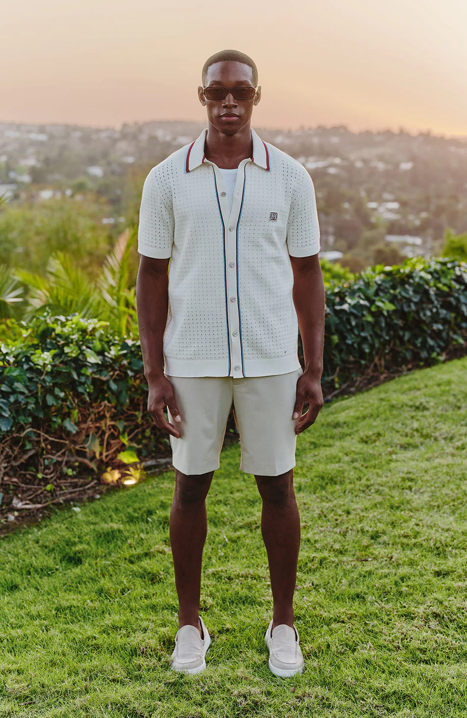 Marmont Pointelle Knitted Short Sleeve Shirt in White - Image 5