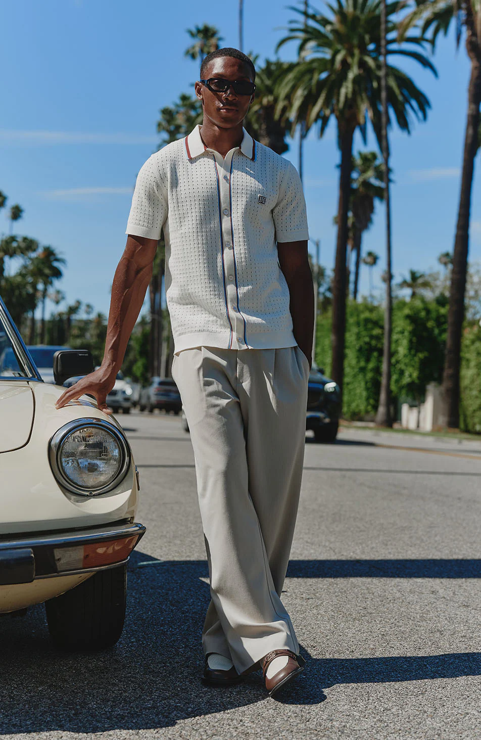 Marmont Pointelle Knitted Short Sleeve Shirt in White - Image 8