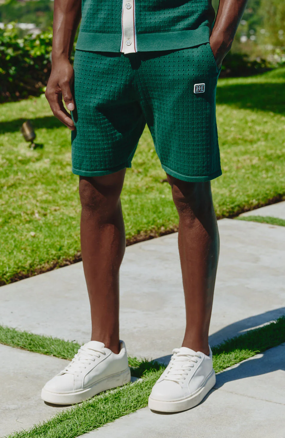 Marmont Pointelle Knitted Shorts Green - Image 3