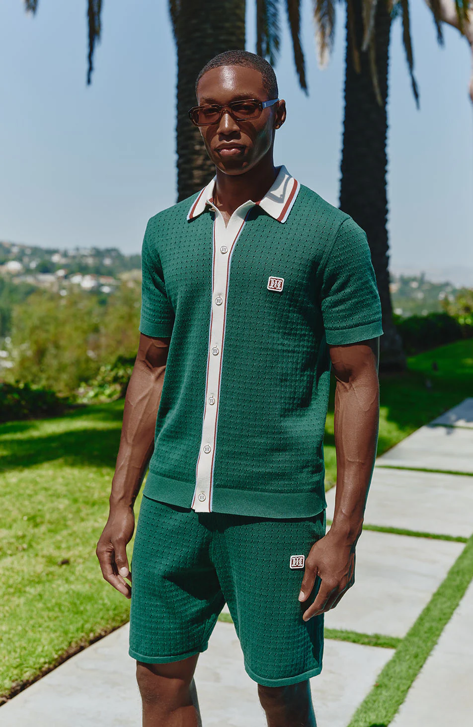 Marmont Pointelle Knitted Shorts Green - Image 4