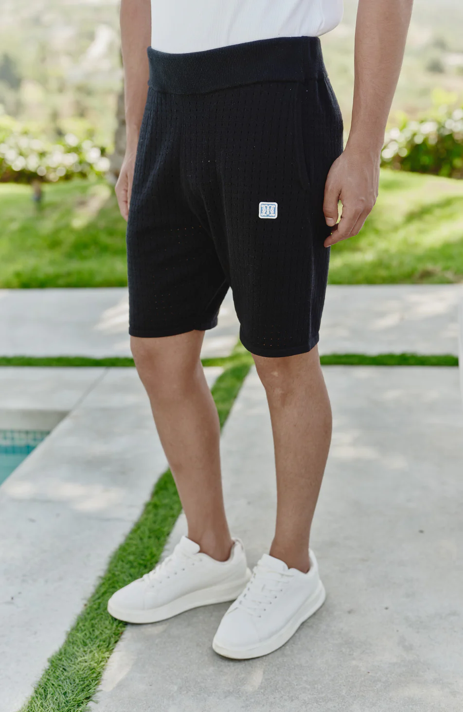 Marmont Pointelle Knitted Shorts in Black