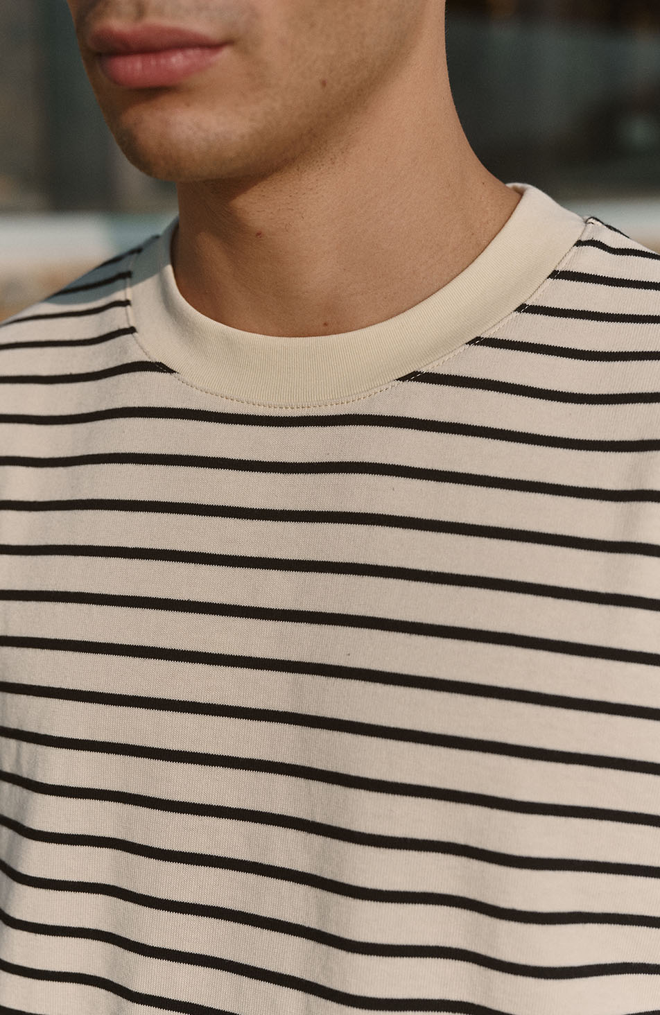 Milano Boxy Stripe Tee in Cream and Black - Image 5