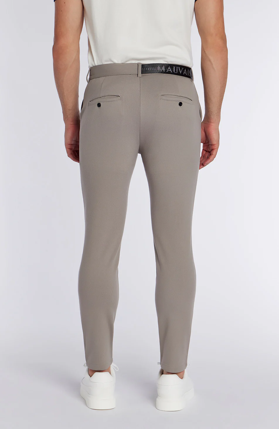 Monaco Pants with Half Belt in Beige - Image 7