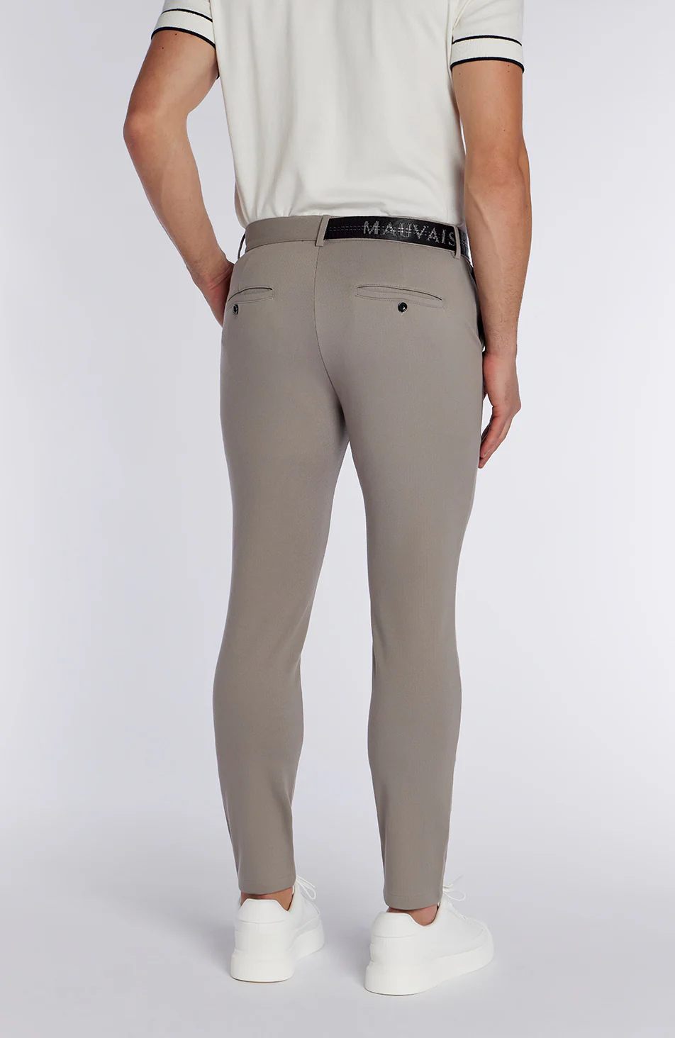 Monaco Pants with Half Belt in Beige - Image 8