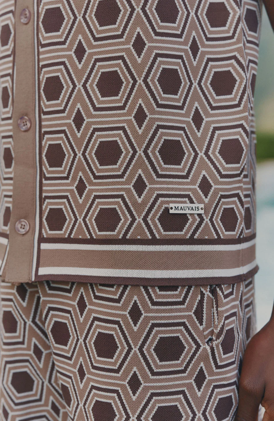 Monica Slim Knit Shirt in Beige - Image 5
