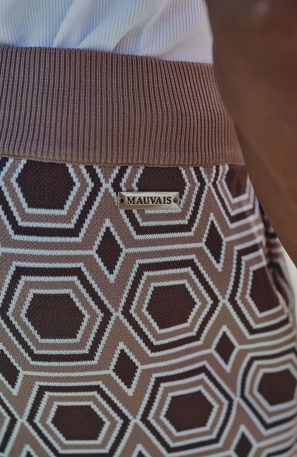 Monica Slim Knit Shorts in Beige - Image 3