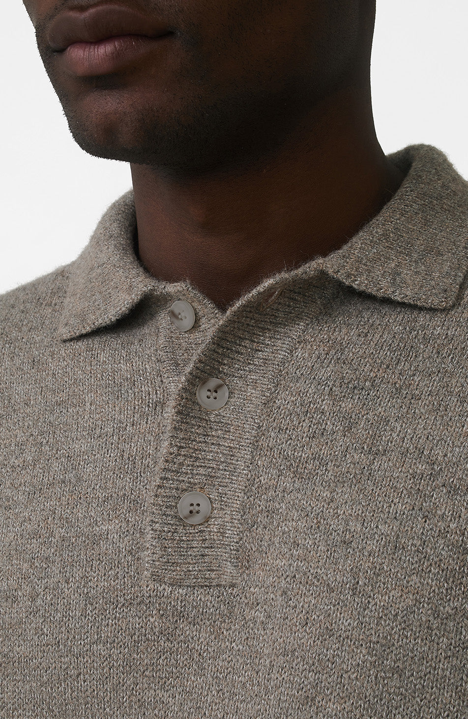 Montreux Knit Button Up Jumper in Beige - Image 6