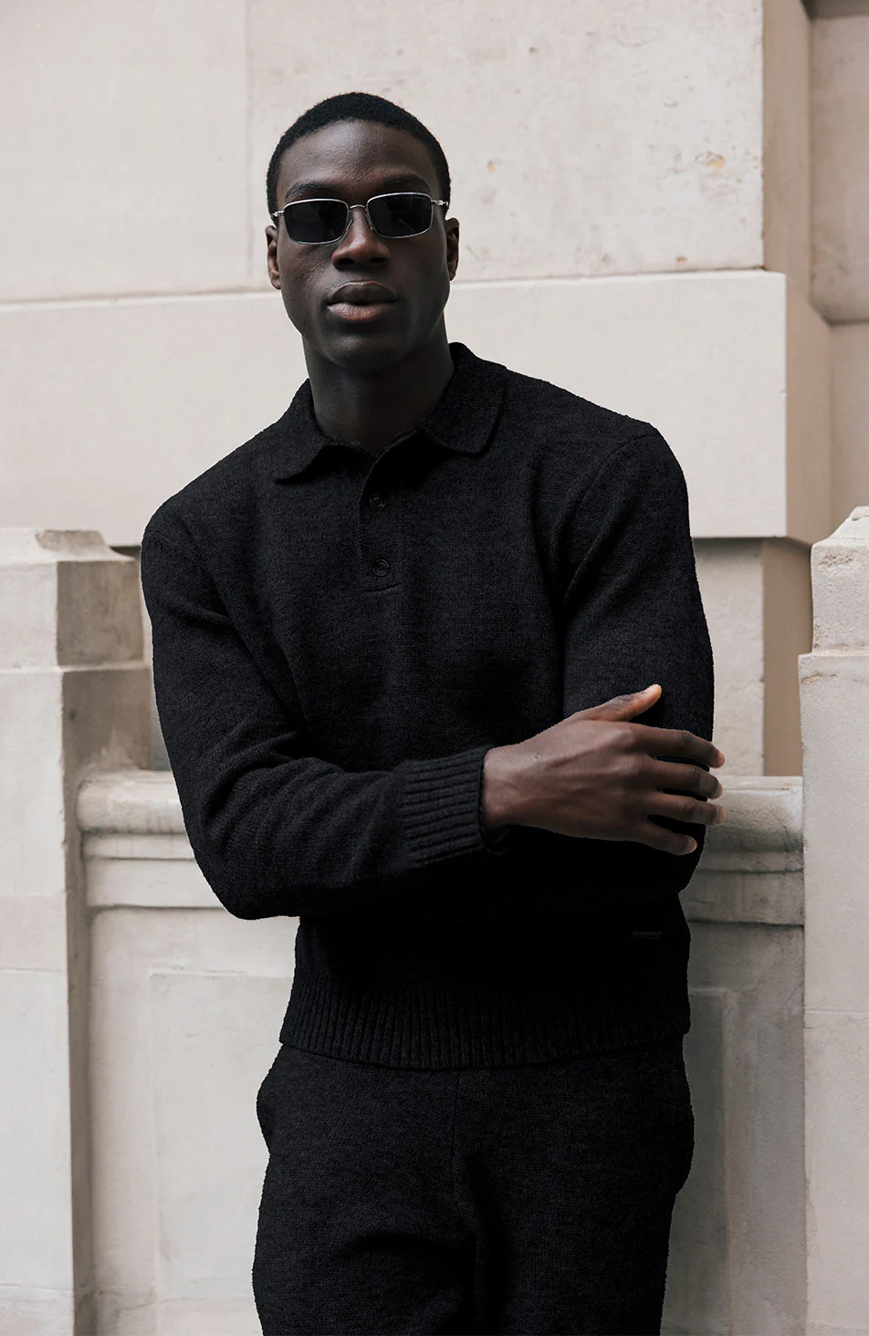 Montreux Knit Button Up Jumper in Black