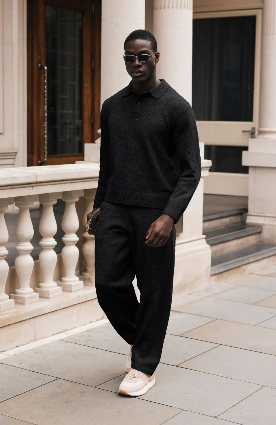 Montreux Knit Button Up Jumper in Black - Image 2