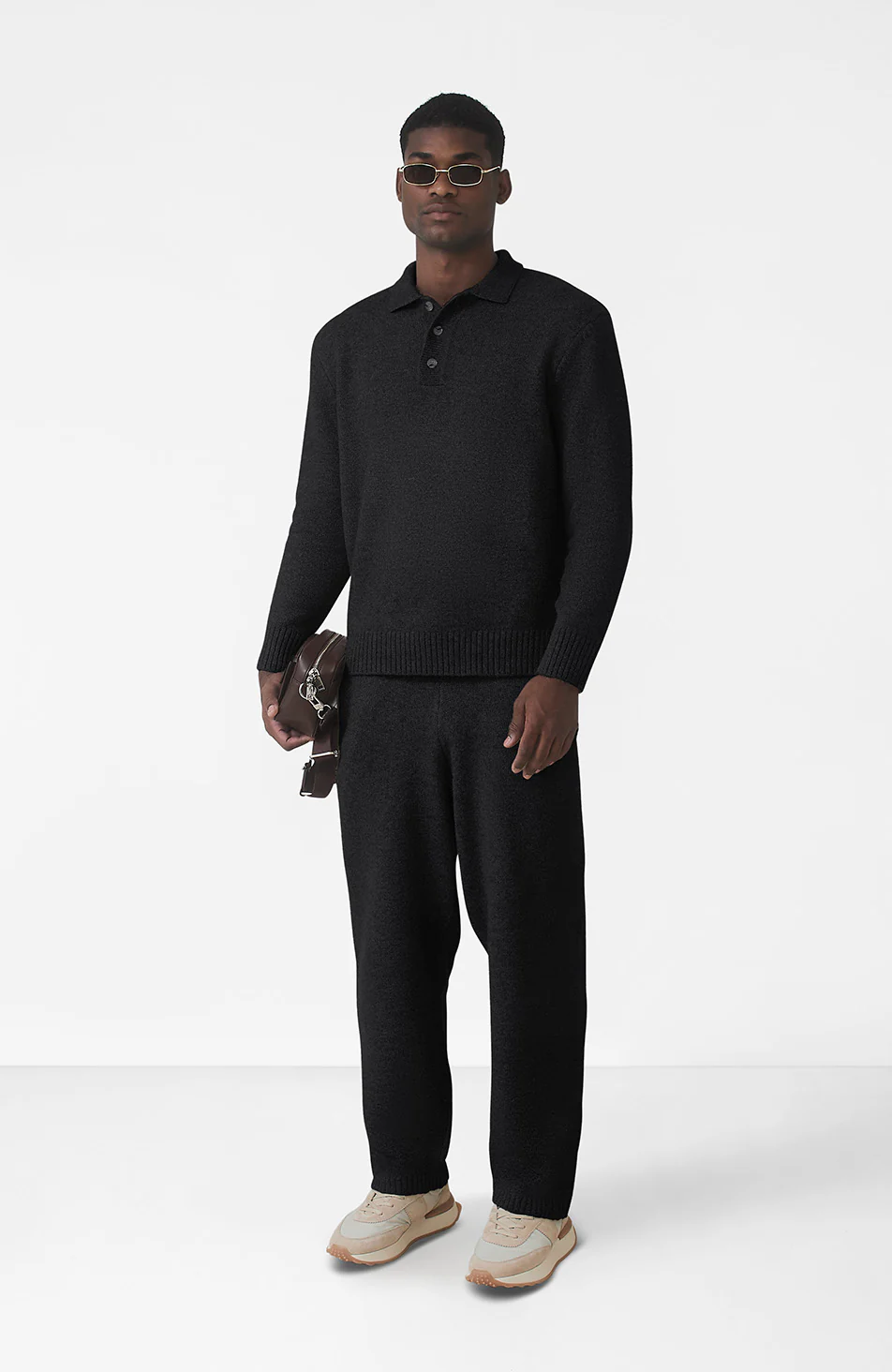 Montreux Knit Button Up Jumper in Black - Image 3