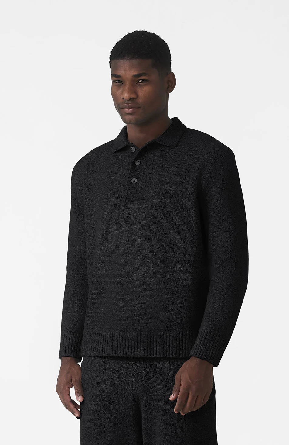 Montreux Knit Button Up Jumper in Black - Image 5