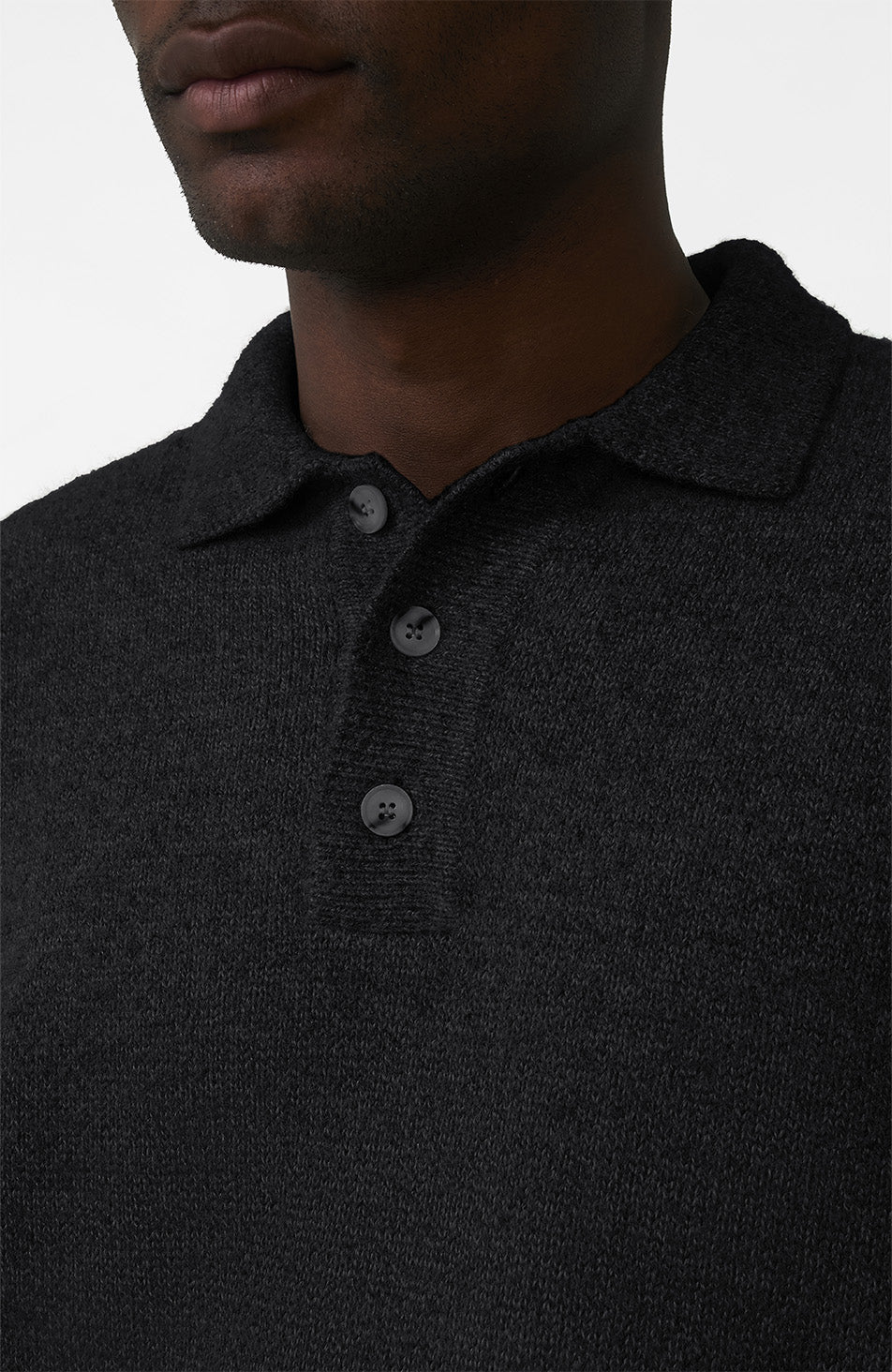 Montreux Knit Button Up Jumper in Black - Image 7