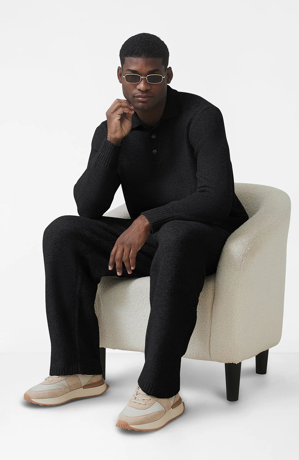 Montreux Knit Button Up Jumper in Black - Image 8