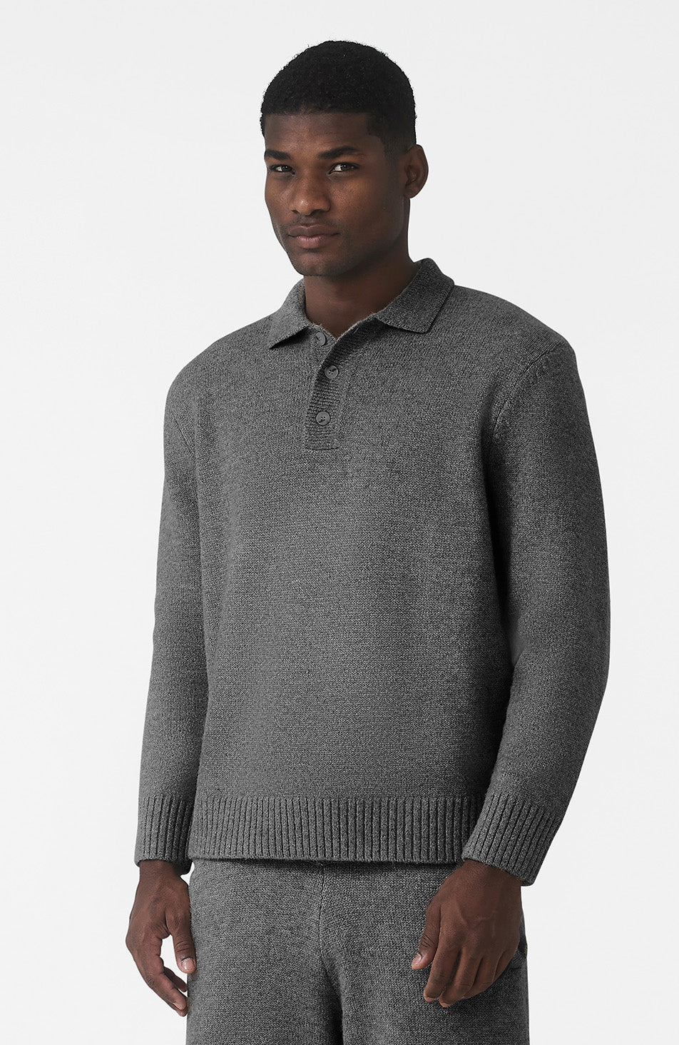 Montreux Knit Button Up Jumper in Grey - Image 5