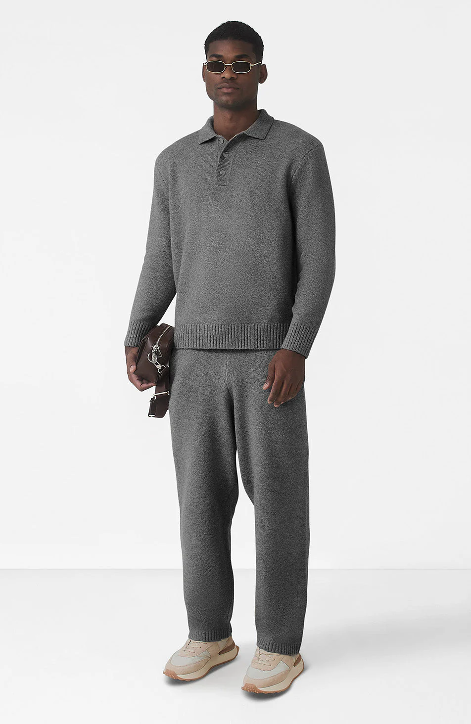 Montreux Knit Button Up Jumper in Grey - Image 7