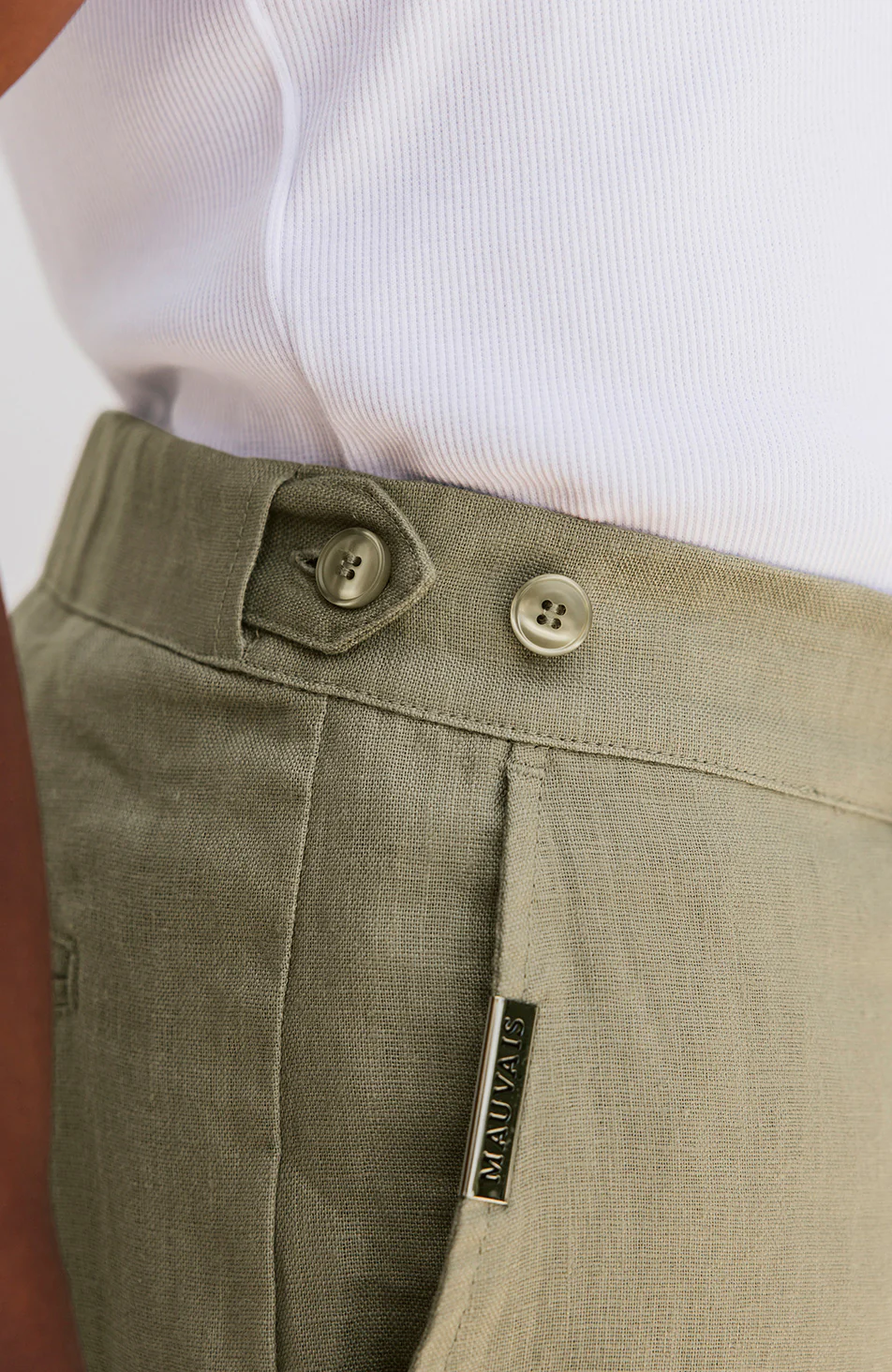 Nammos Pure Linen Tailored Pants in Olive - Image 4
