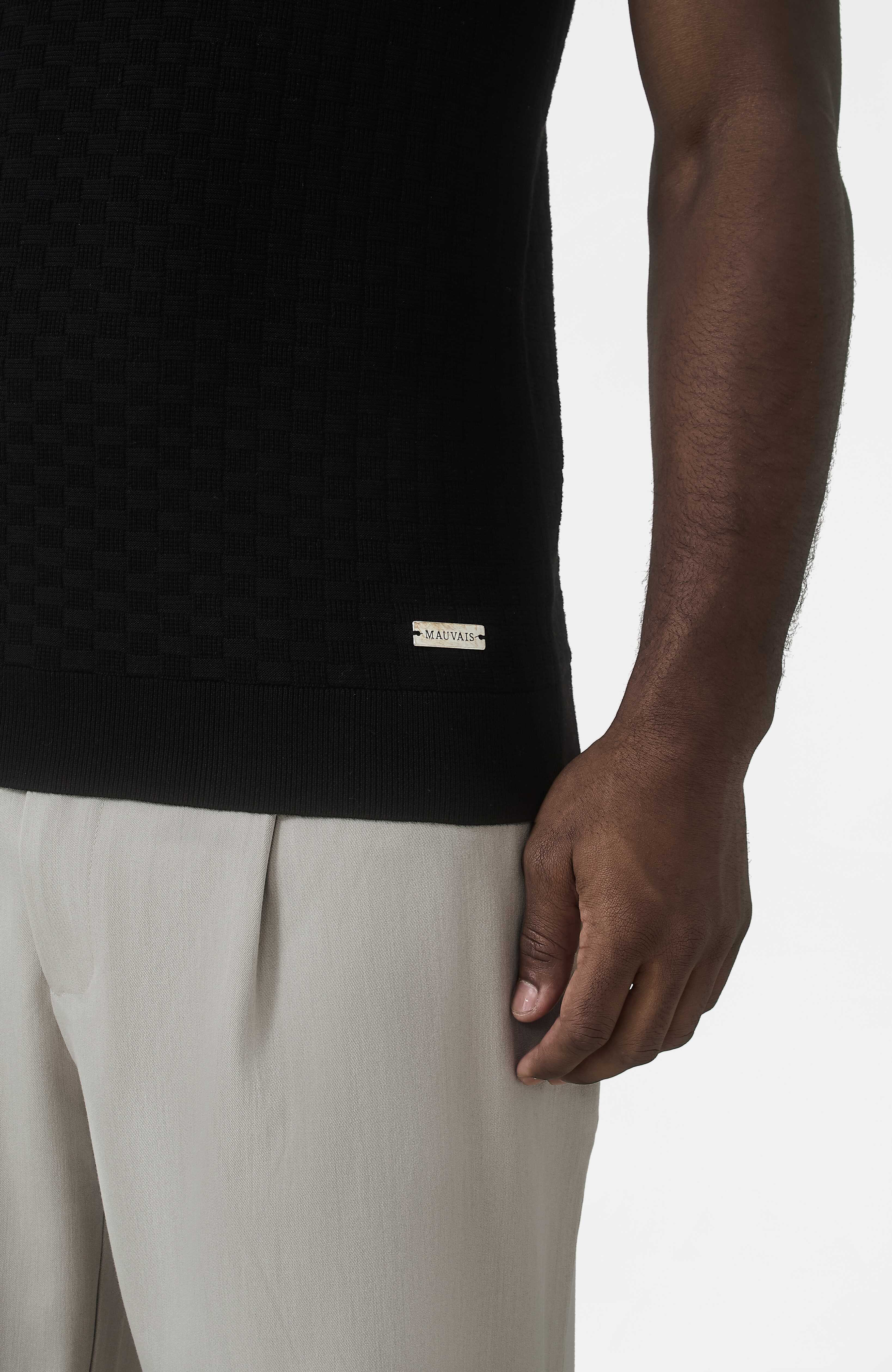 Nerano Slim Knit Polo in Black - Image 5