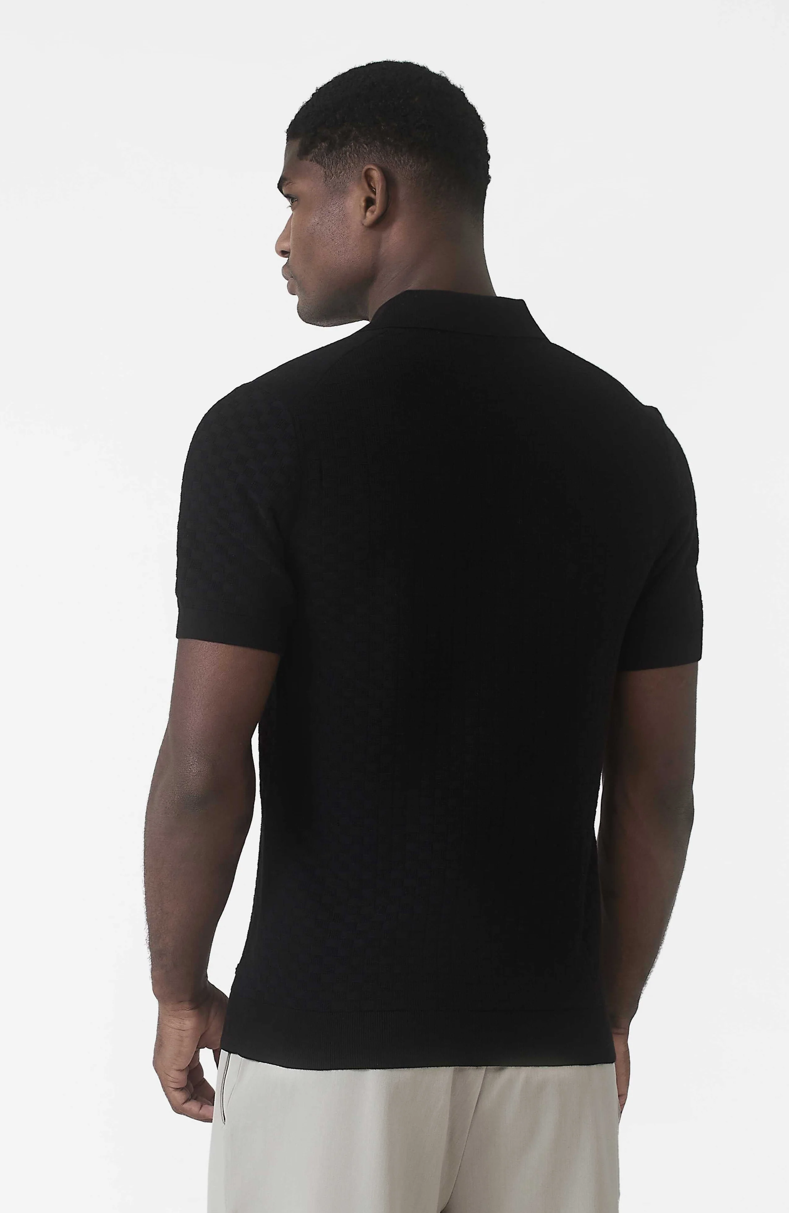 Nerano Slim Knit Polo in Black - Image 6