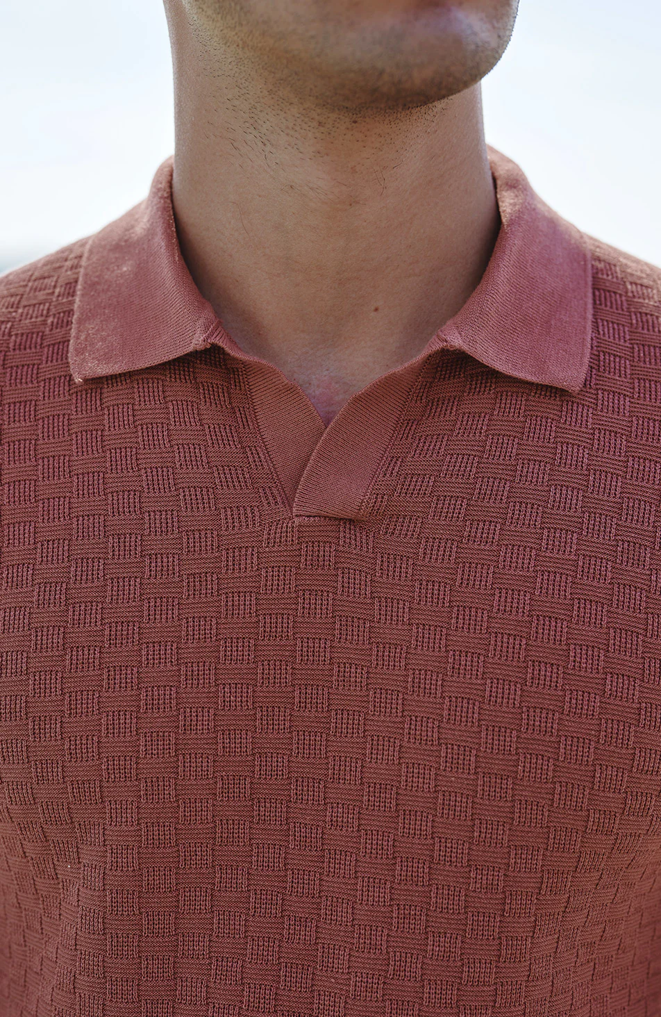 Nerano Slim Knit Polo in Canyon - Image 3