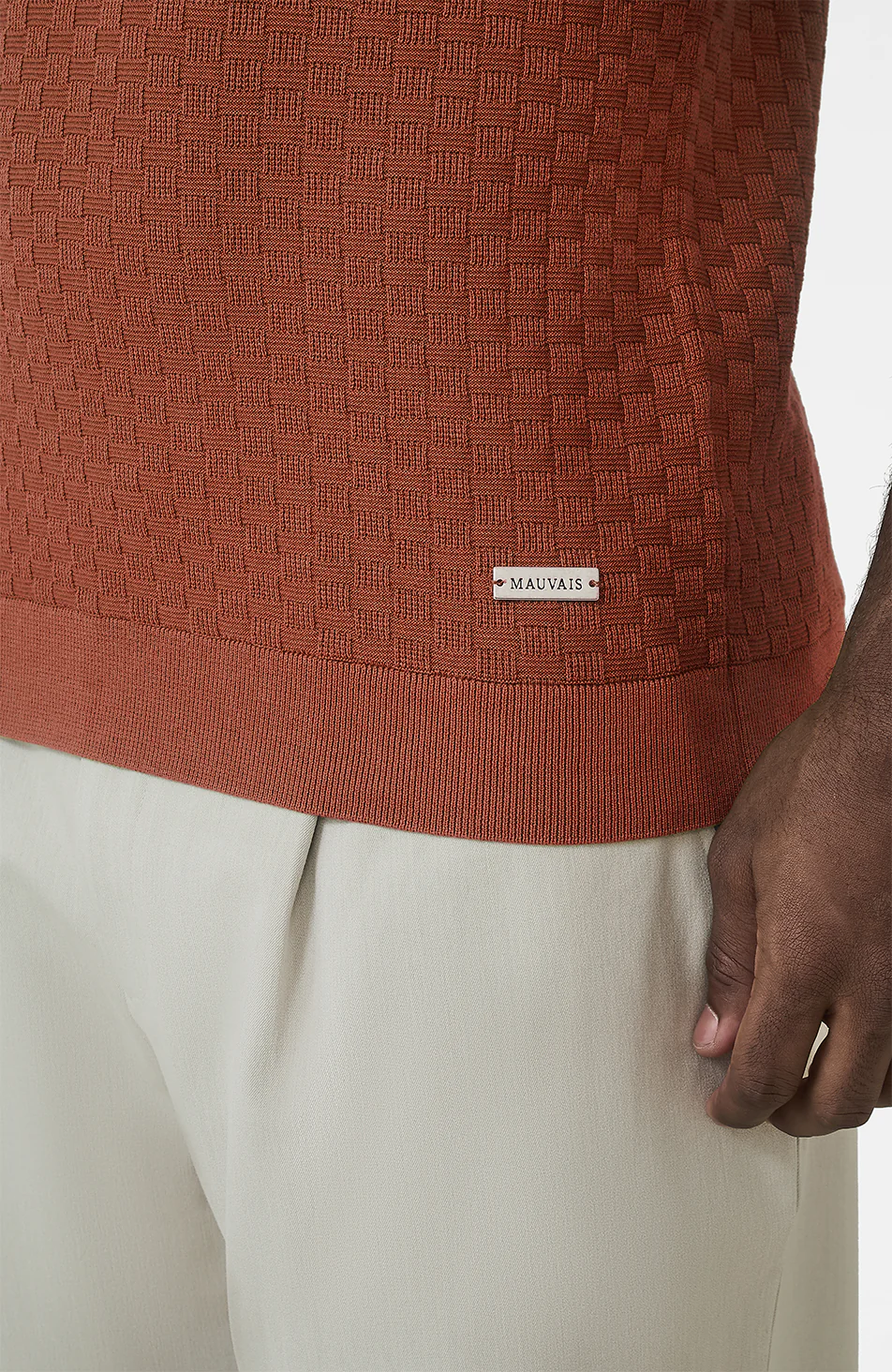 Nerano Slim Knit Polo in Canyon - Image 4