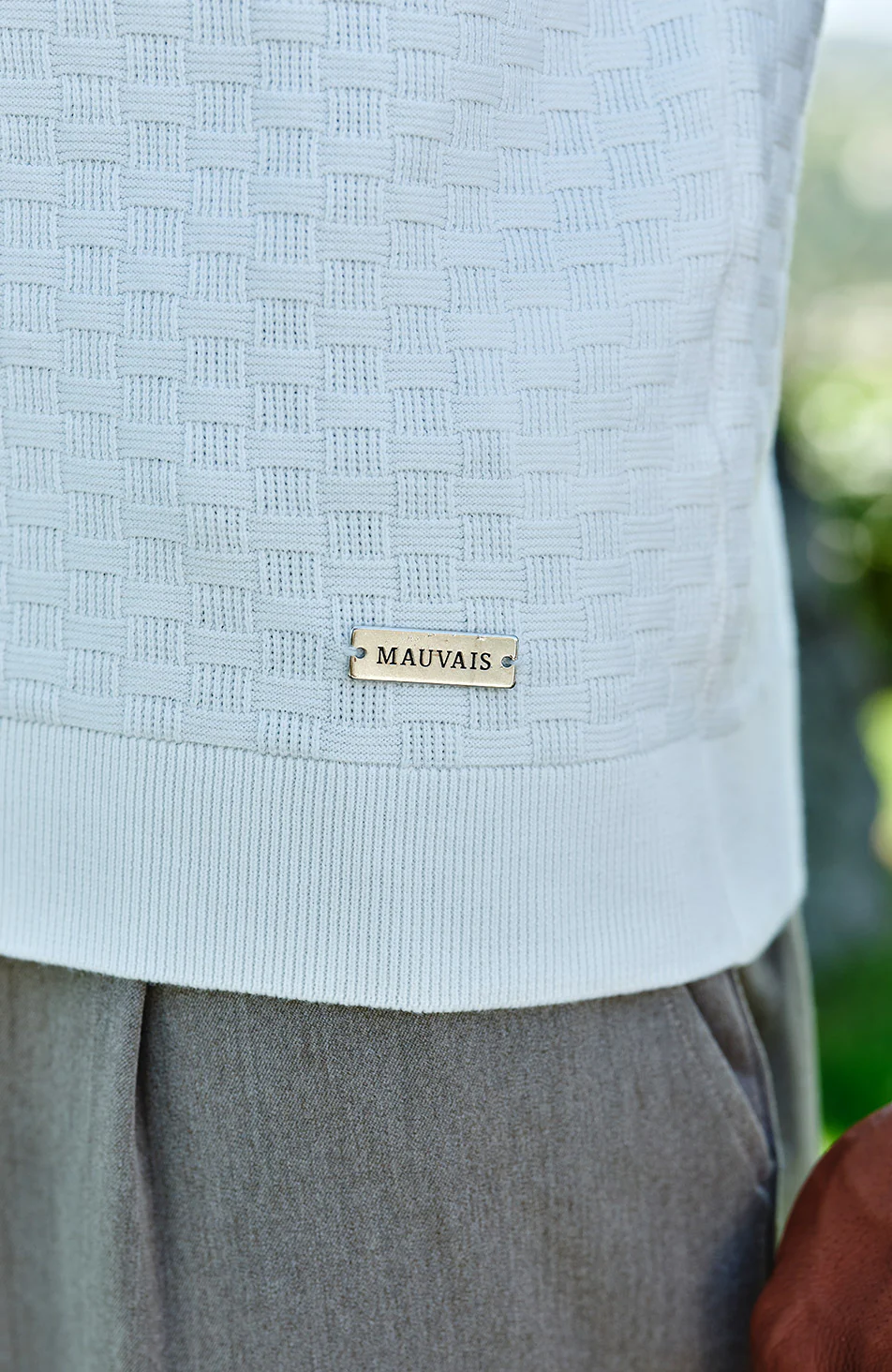 Nerano Slim Knit Polo in Cream - Image 4