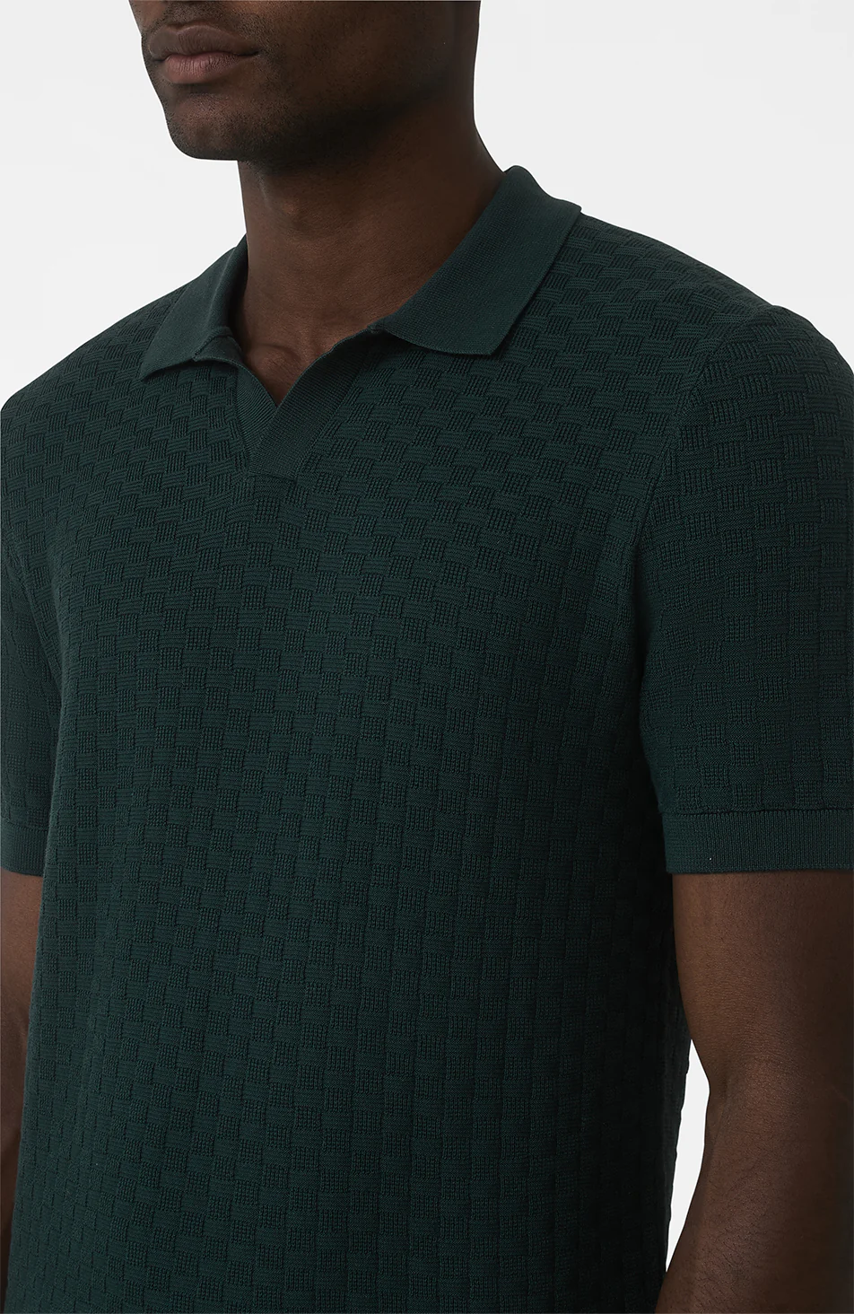 Nerano Slim Knit Polo in Dark Green - Image 3