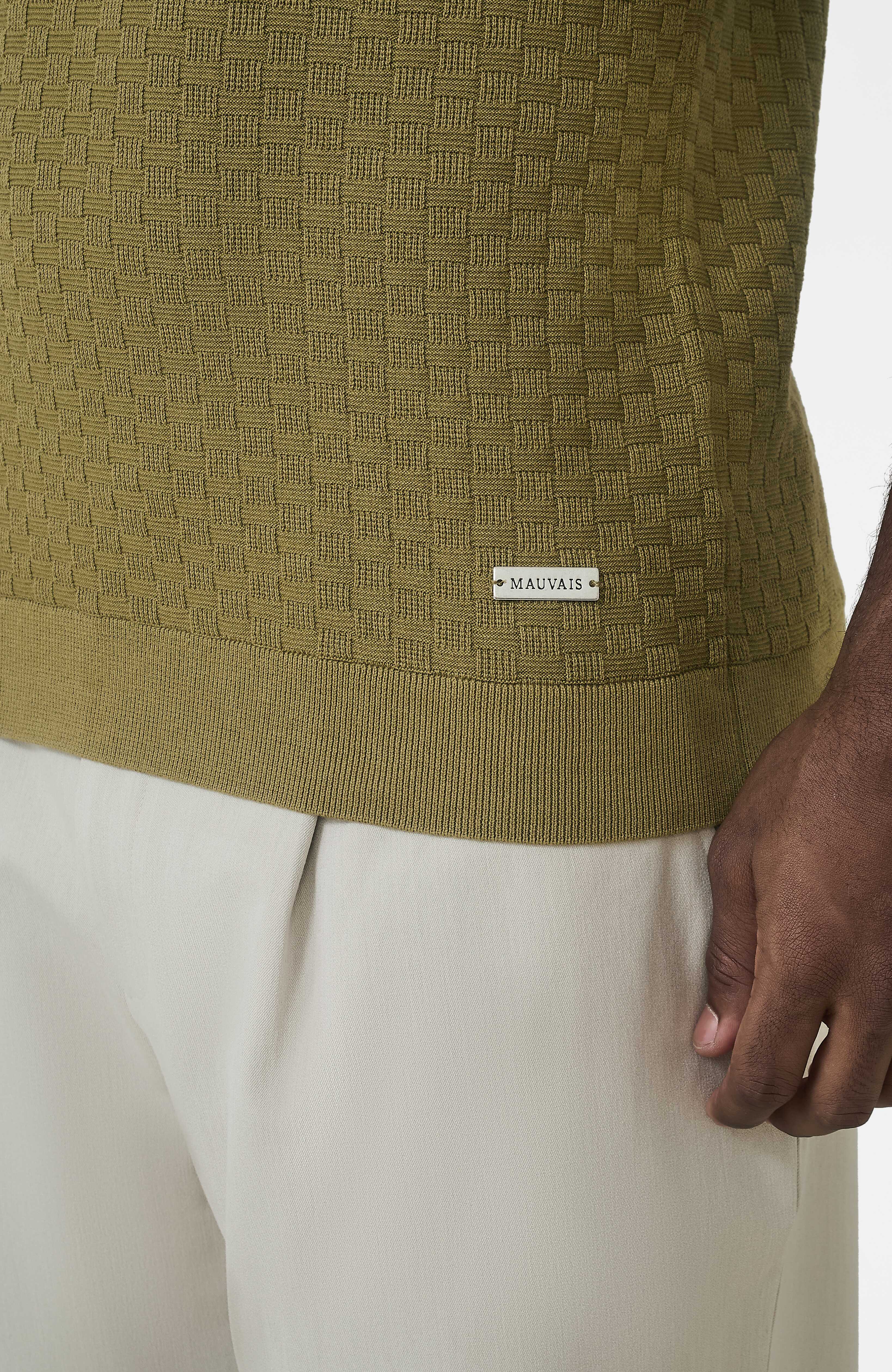 Nerano Slim Knit Polo in Olive - Image 4
