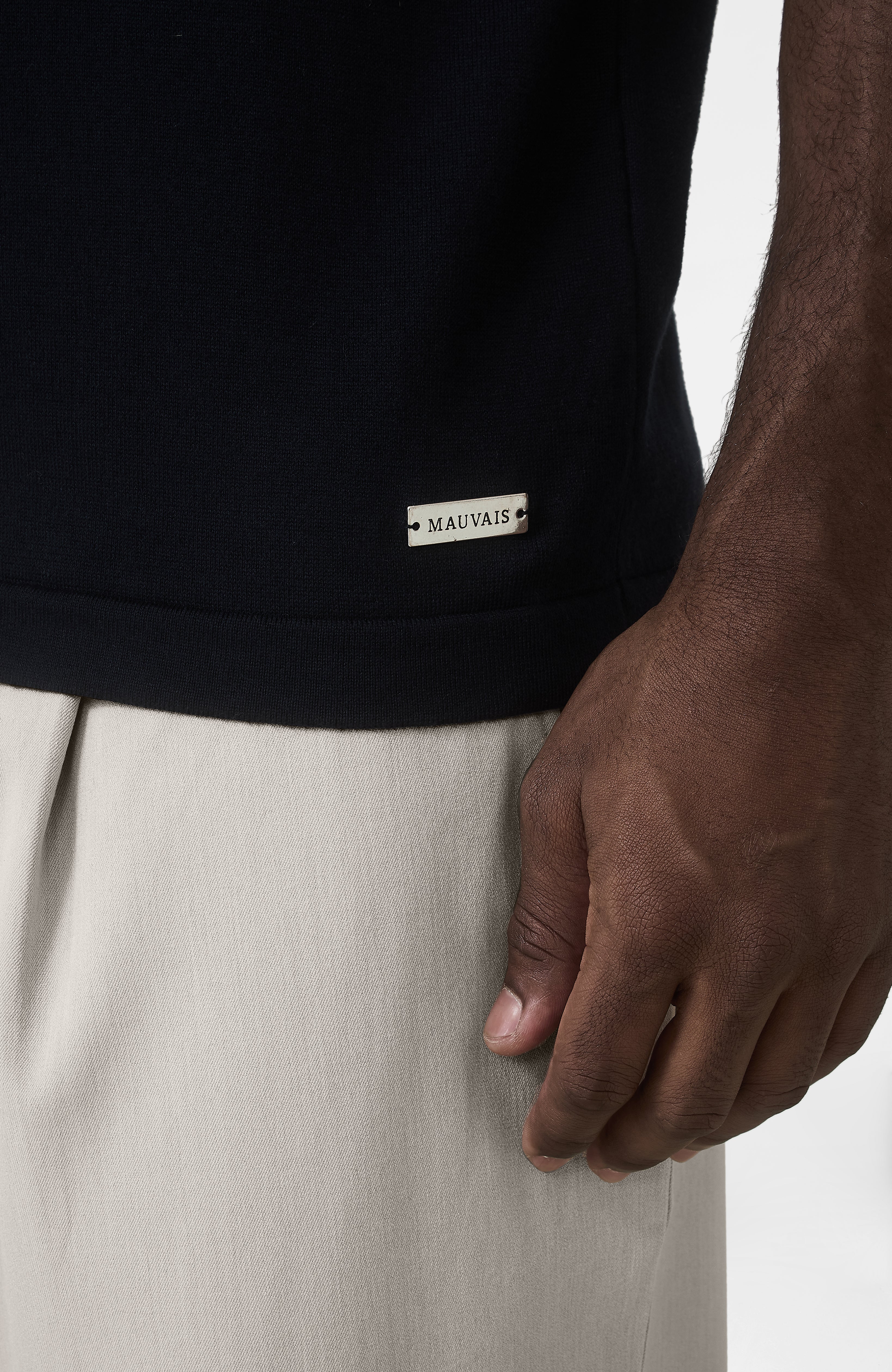 Newbury Slim Zip Knit Polo in Navy - Image 4