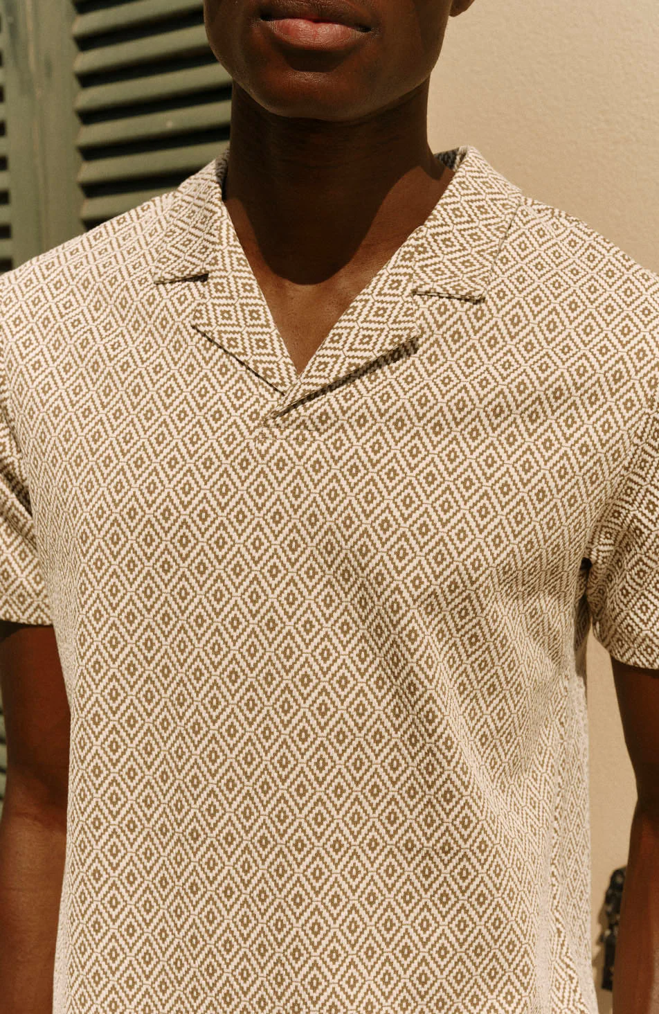 Piero Slim Geo Polo in Beige - Image 3
