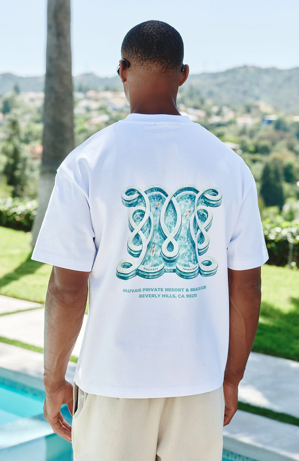 Poolside Monogram T-Shirt in White - Image 3