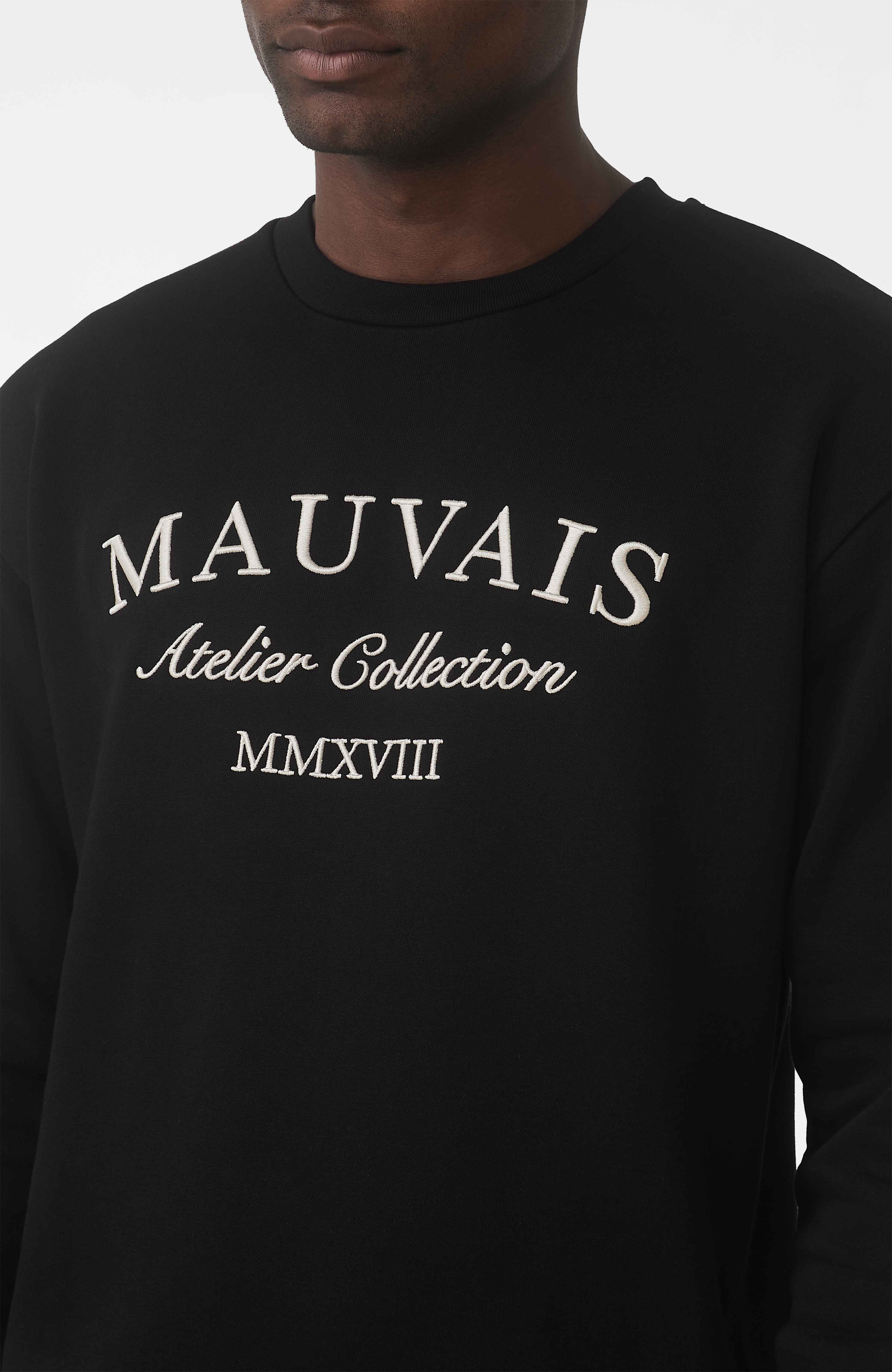 Ricamo Regular Logo Crew Sweatshirt in Black - Image 3