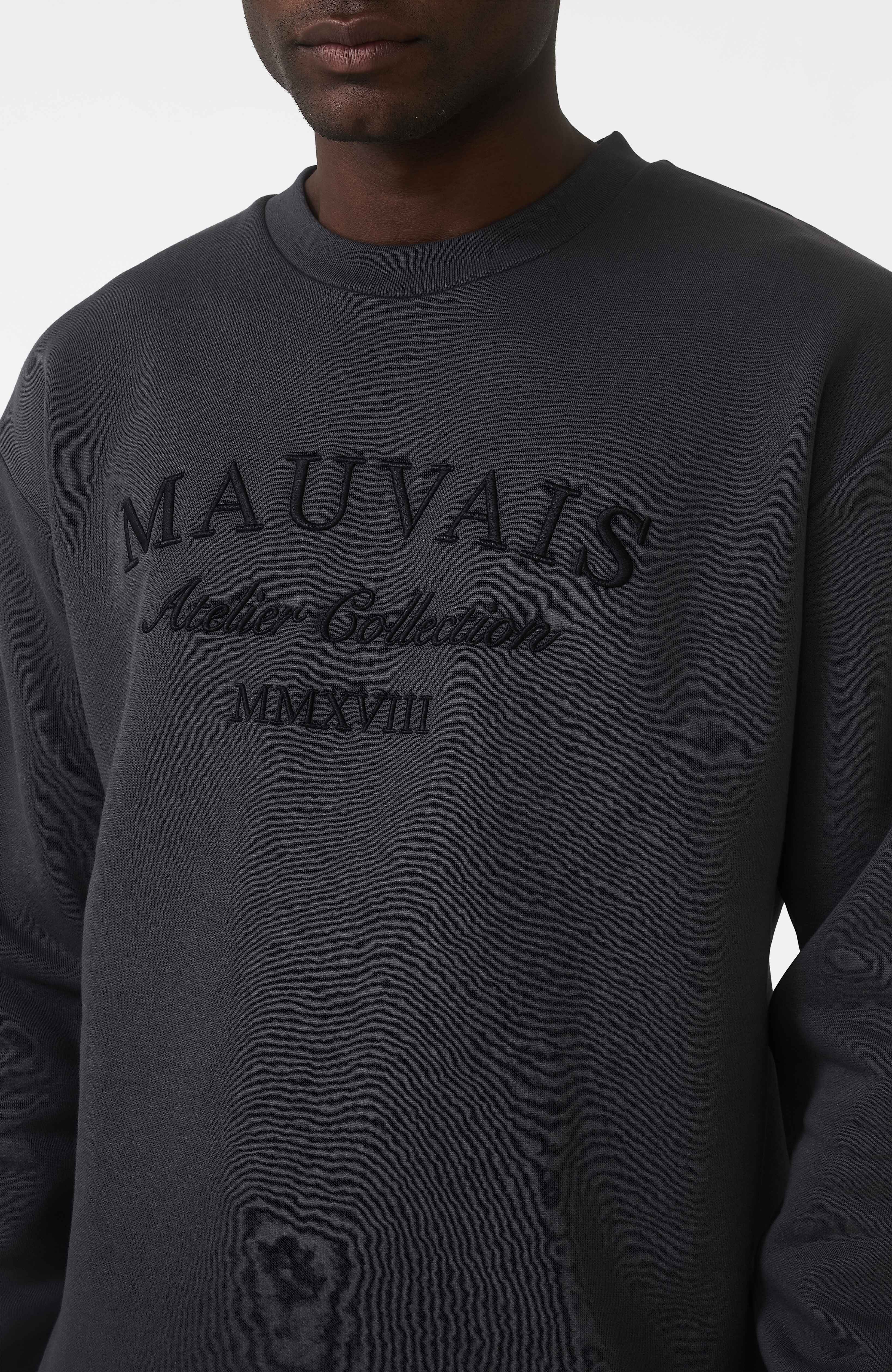 Ricamo Regular Logo Crew Sweatshirt in Slate - Image 3