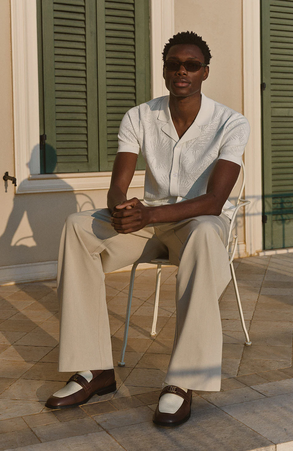 Rivero Slim Leaf Knit Shirt in White - Image 6