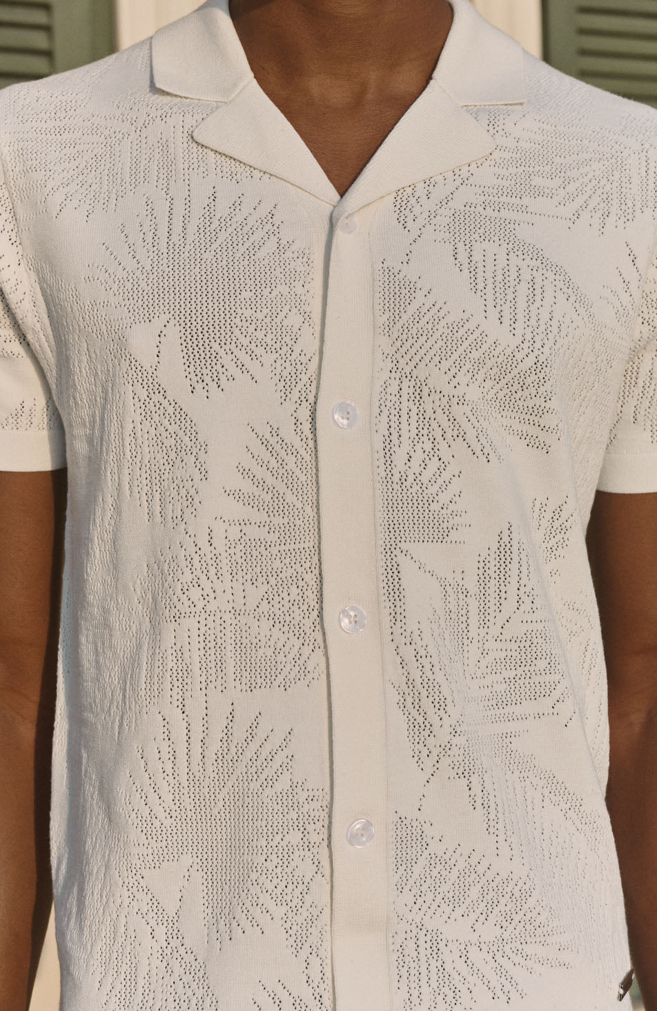 Rivero Slim Leaf Knit Shirt in White - Image 7