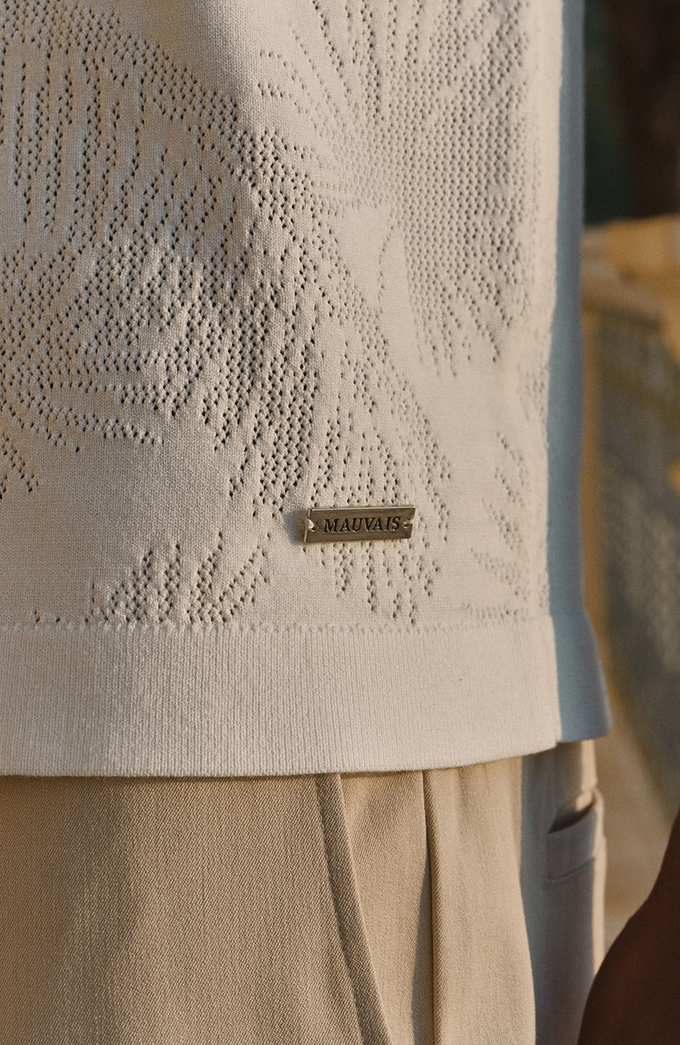 Rivero Slim Leaf Knit Shirt in White - Image 8