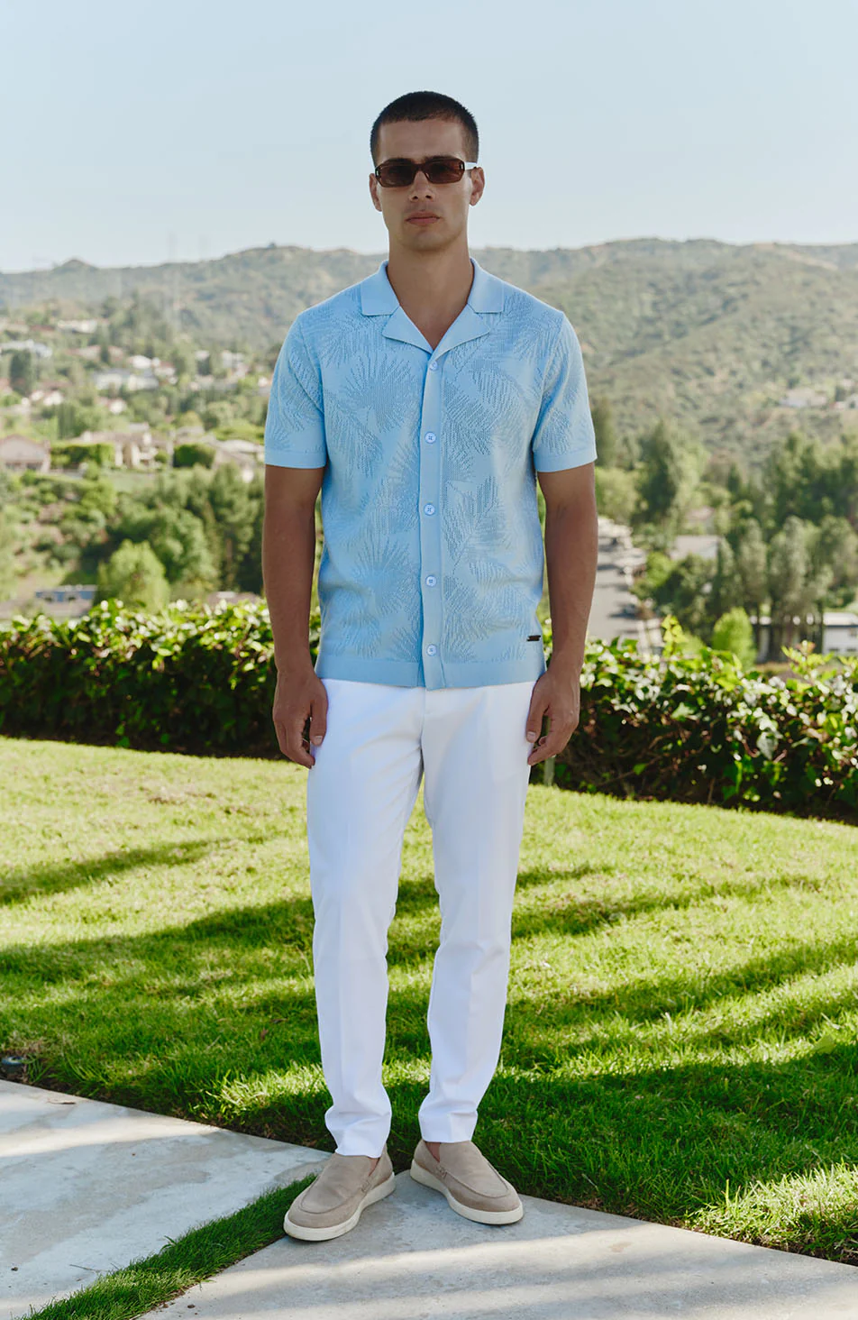 Rivero Slim Leaf Knitted Shirt in Blue - Image 2