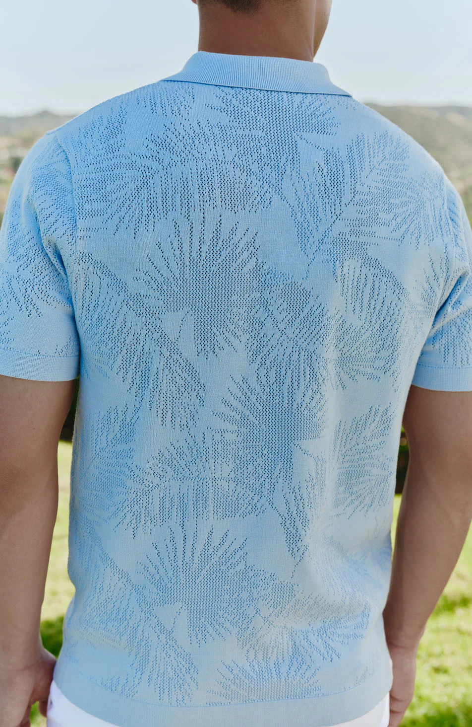 Rivero Slim Leaf Knitted Shirt in Blue - Image 5