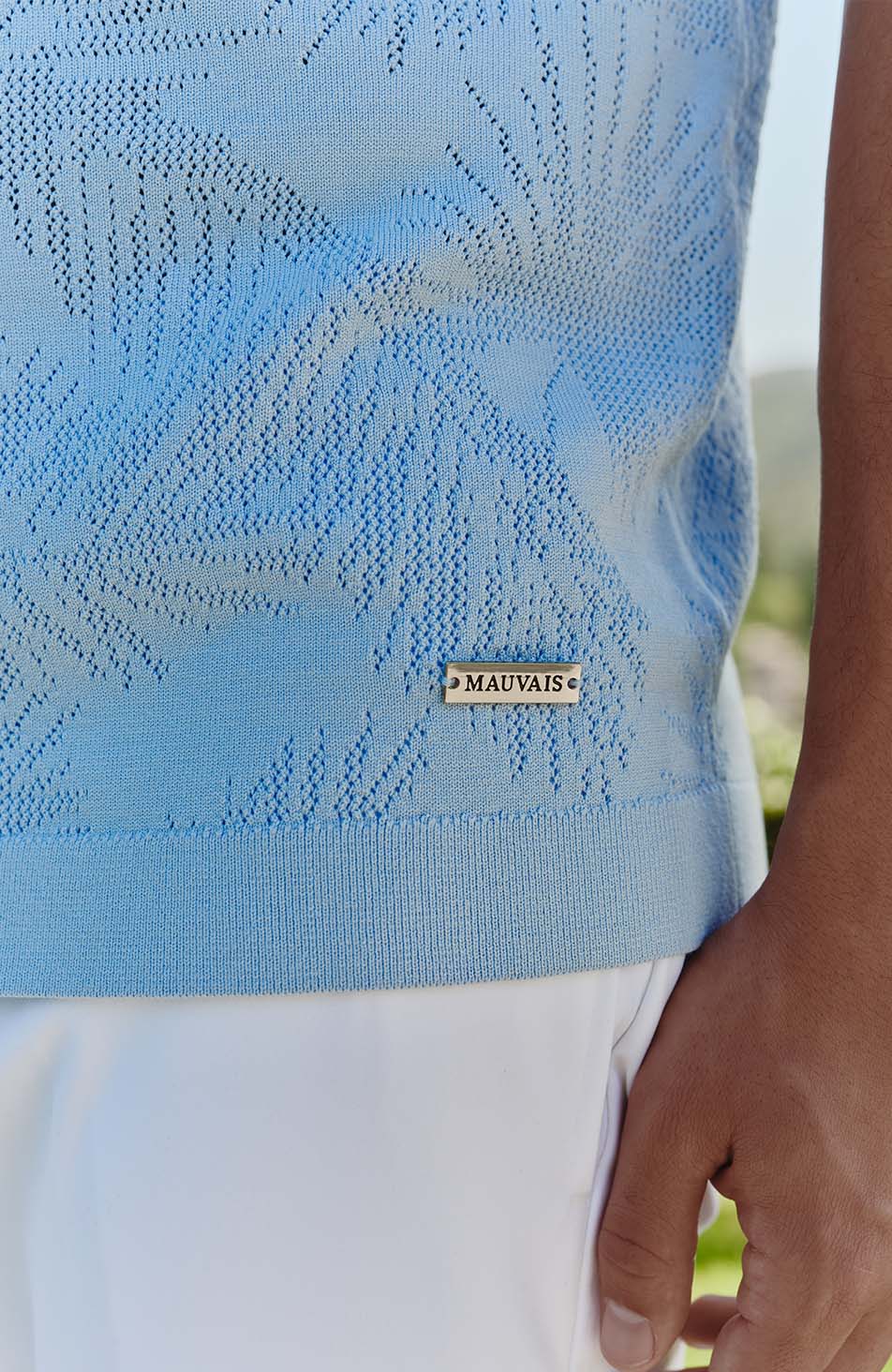 Rivero Slim Leaf Knitted Shirt in Blue - Image 7